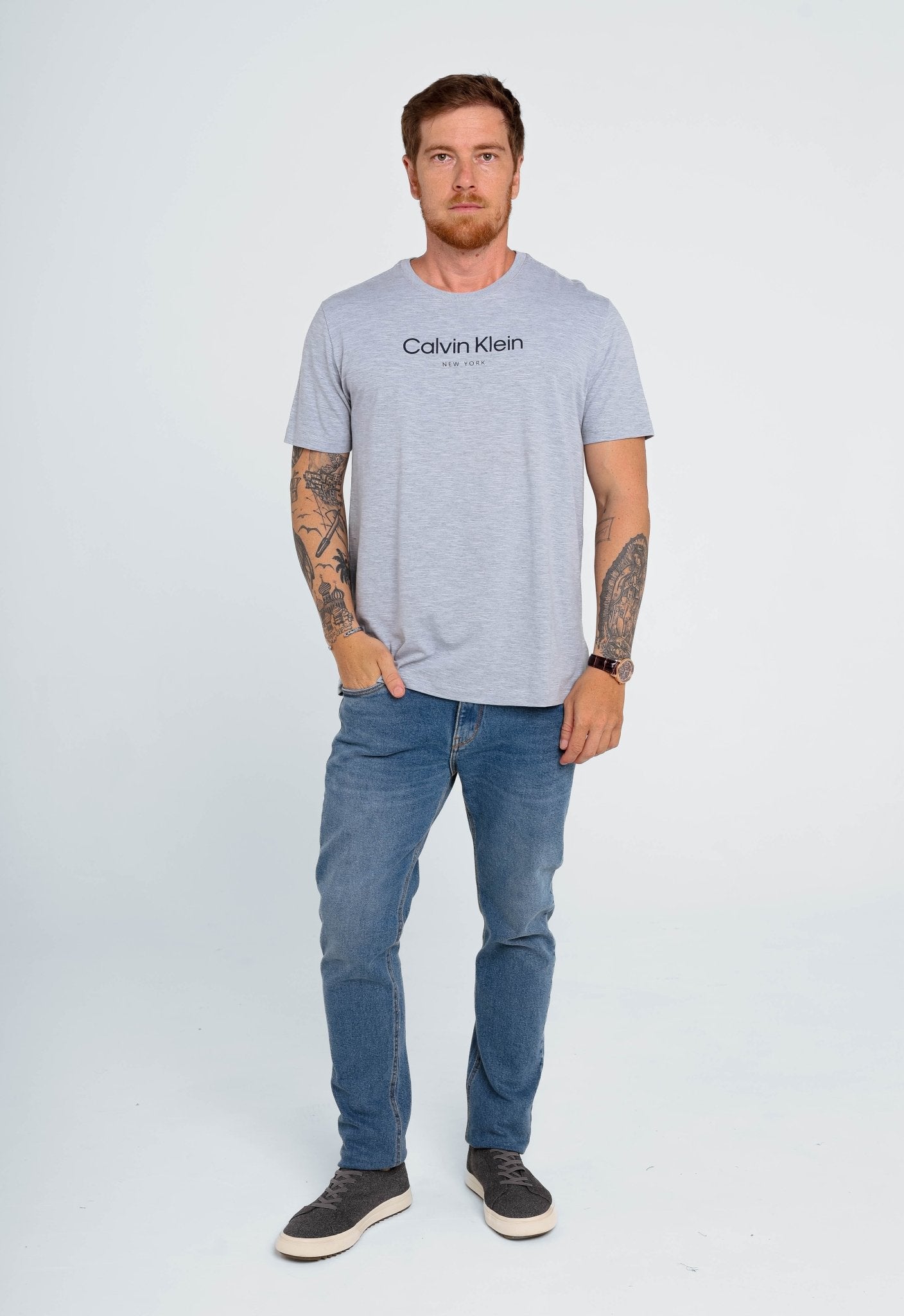 Camiseta Calvin Klein Flame Mescla Ny Azul - Henri Store