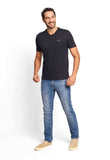 Camiseta Calvin Klein Flame Slim Basica Gola V Preto - Henri Store
