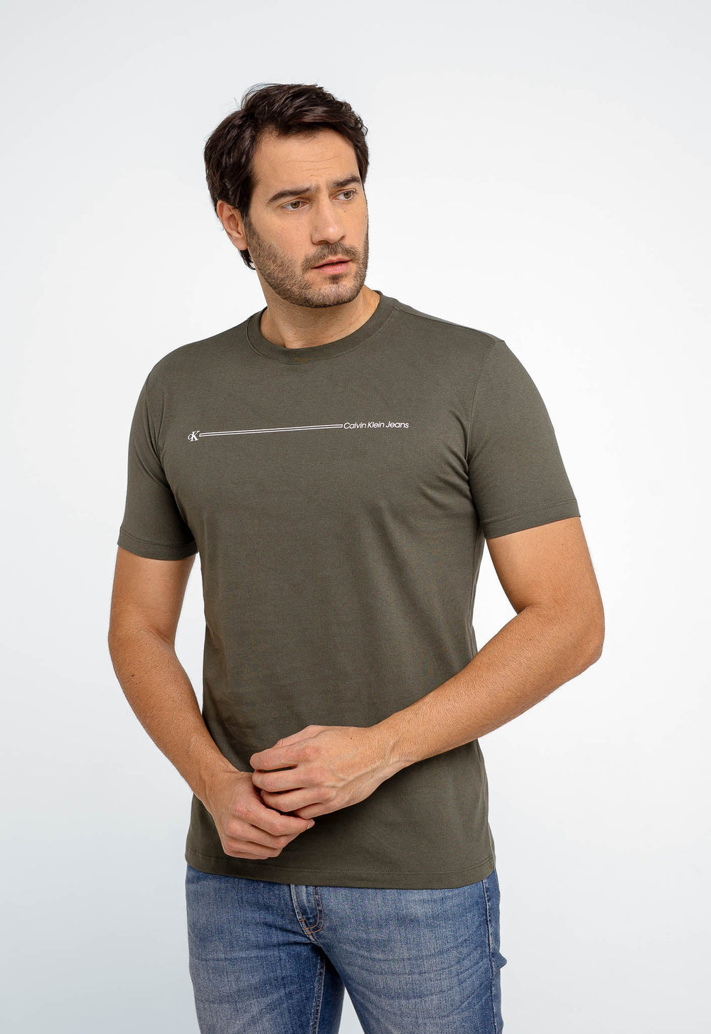 Camiseta Calvin Klein Jeans Básica Logo Listras - LIVE - Henri Store
