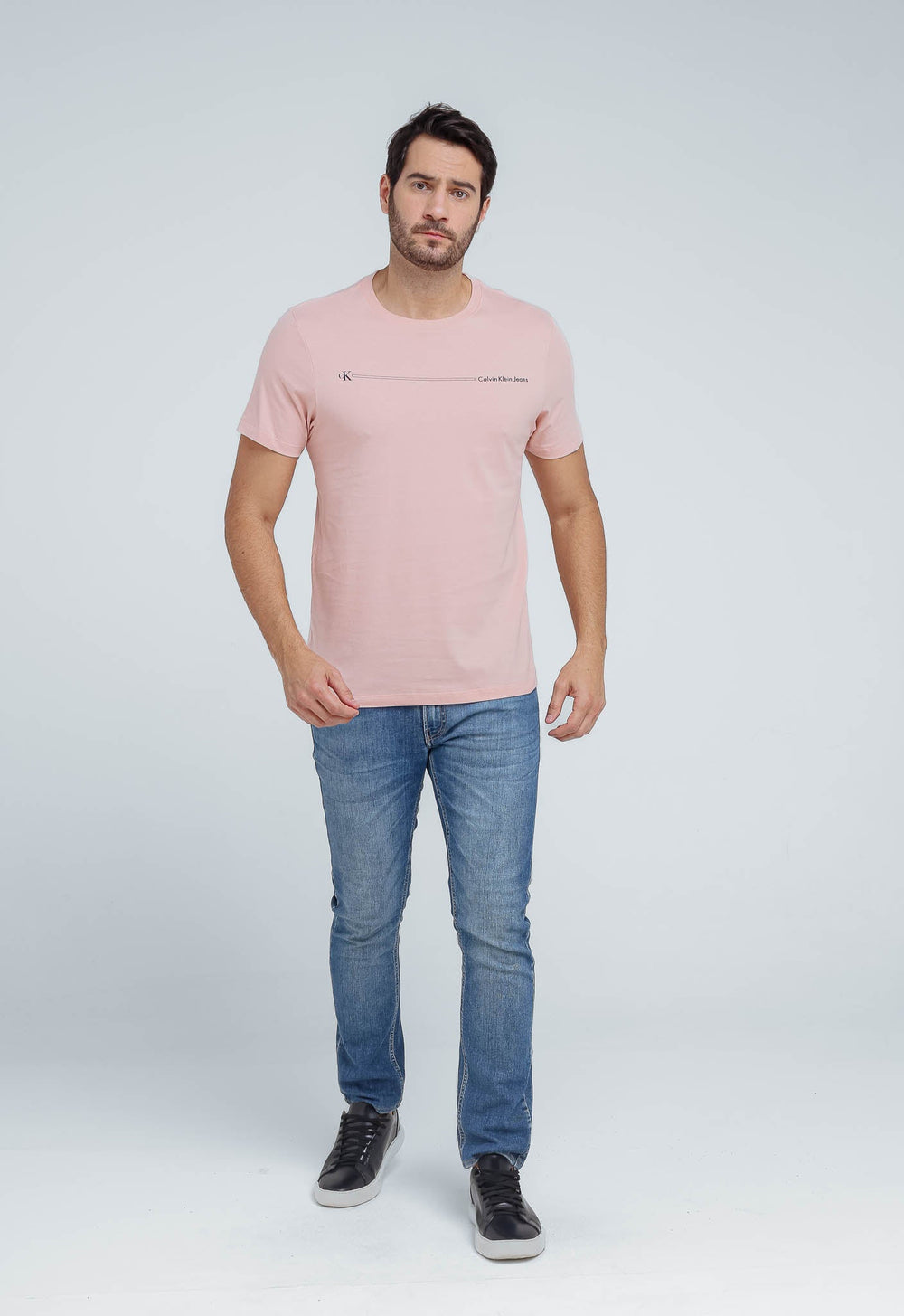 Camiseta Calvin Klein Jeans Básica Logo Listras - LIVE - Henri Store
