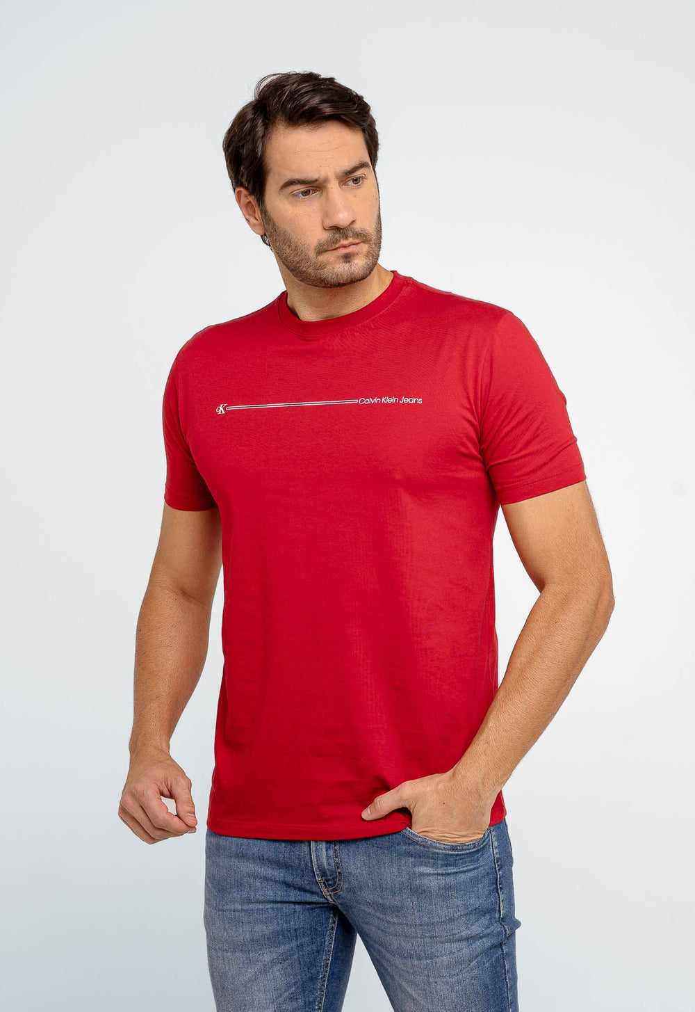 Camiseta Calvin Klein Jeans Básica Logo Listras - LIVE - Henri Store