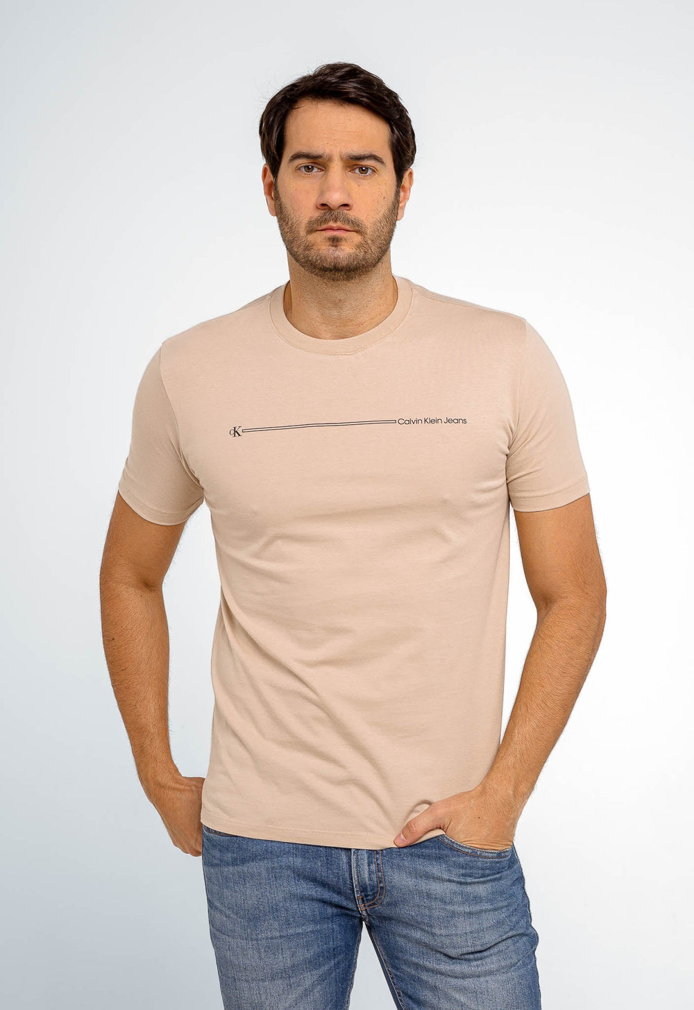 Camiseta Calvin Klein Jeans Básica Logo Listras - LIVE - Henri Store