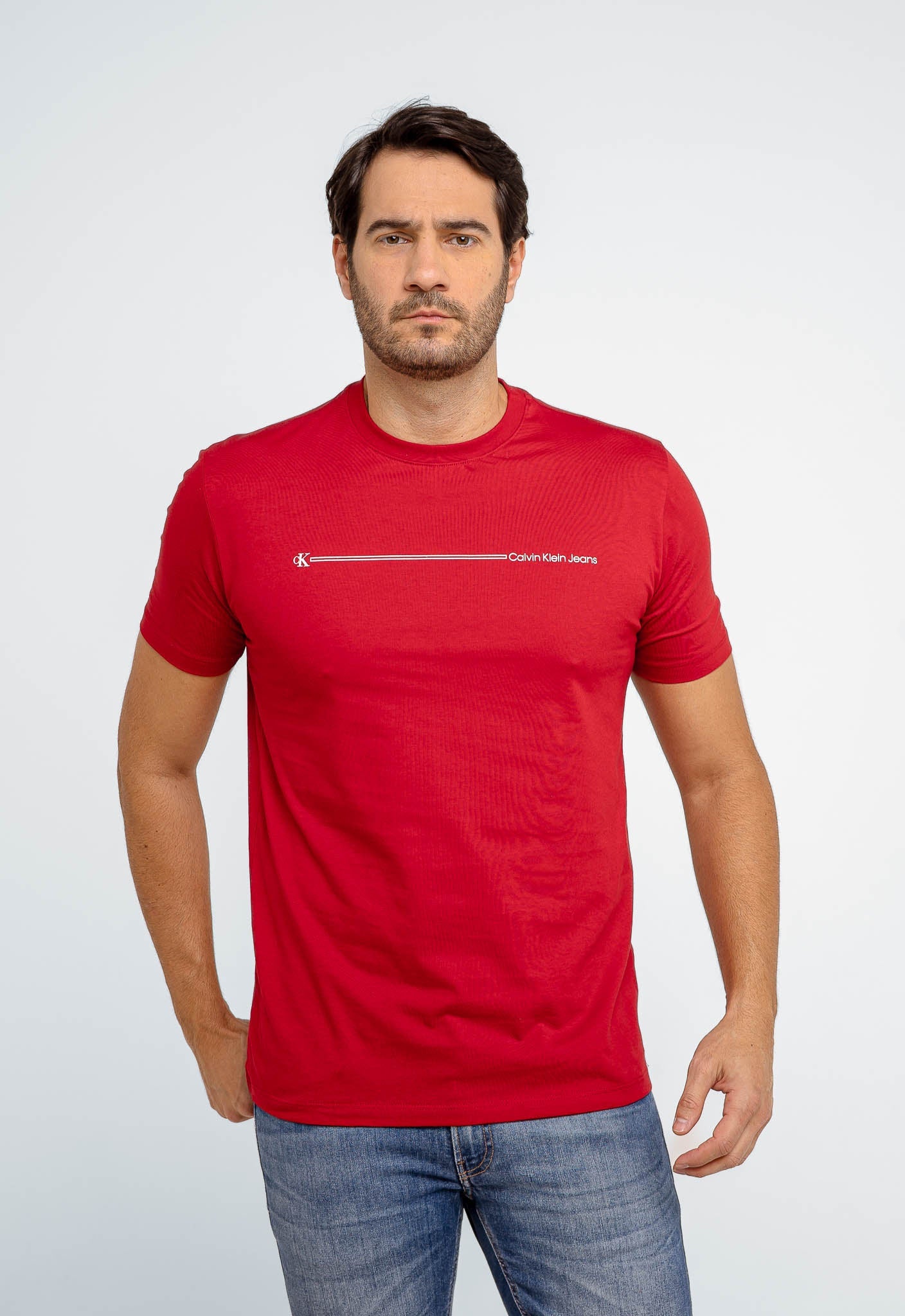 Camiseta Calvin Klein Jeans Básica Logo Listras - LIVE - Henri Store