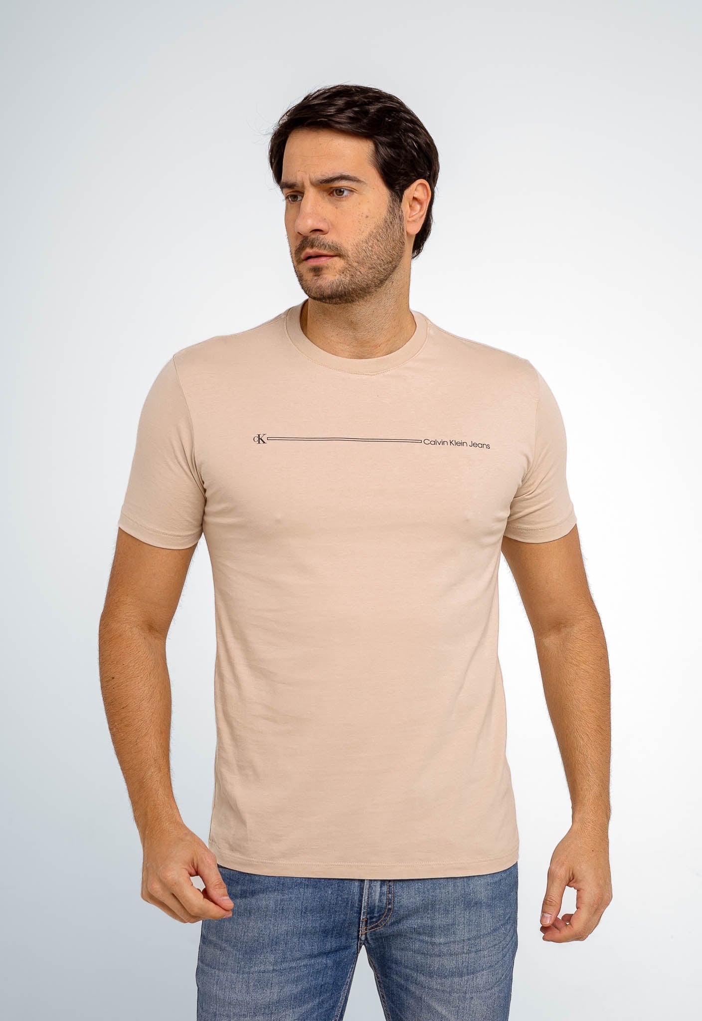 Camiseta Calvin Klein Jeans Básica Logo Listras - LIVE - Henri Store