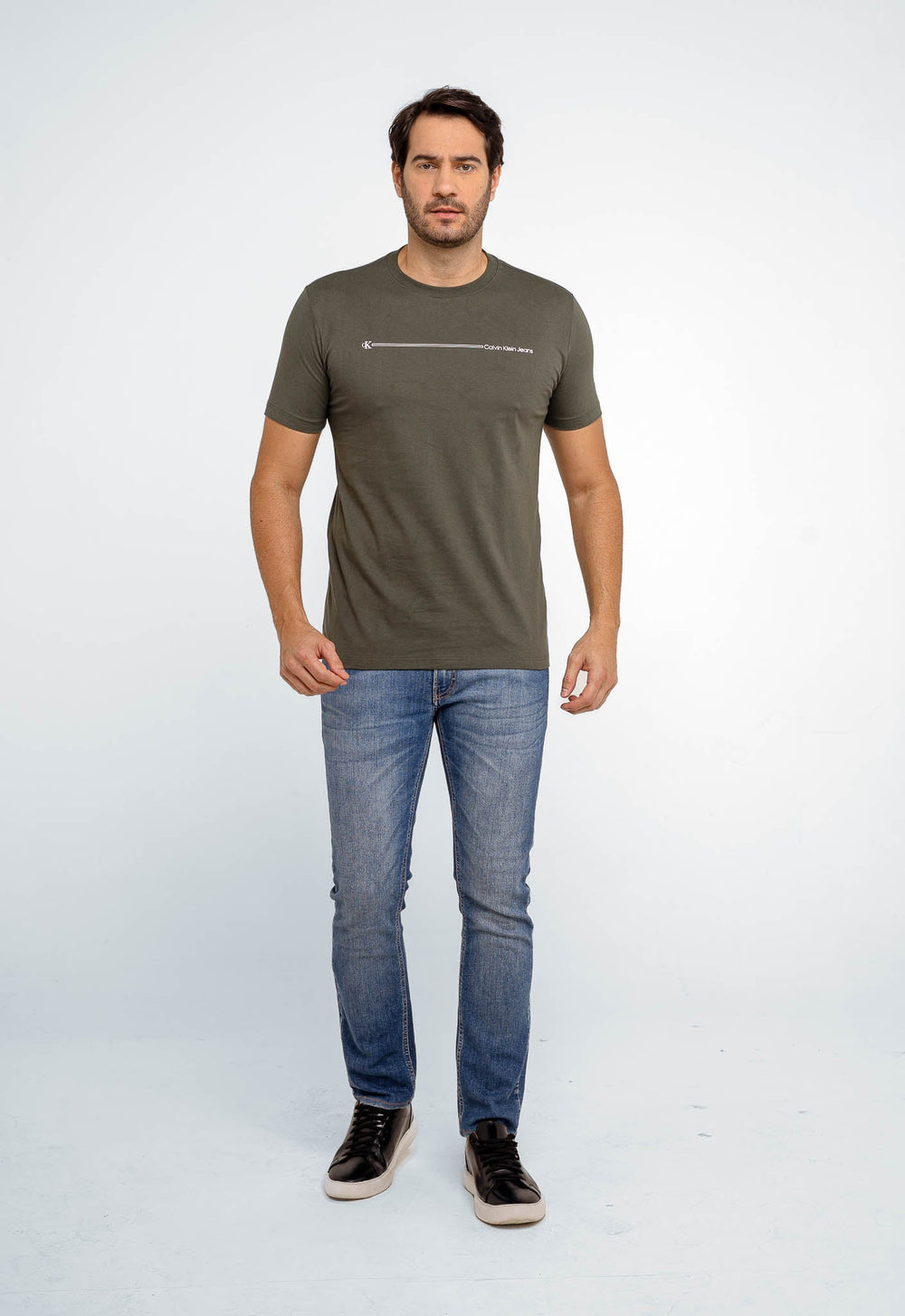 Camiseta Calvin Klein Jeans Básica Logo Listras - LIVE - Henri Store