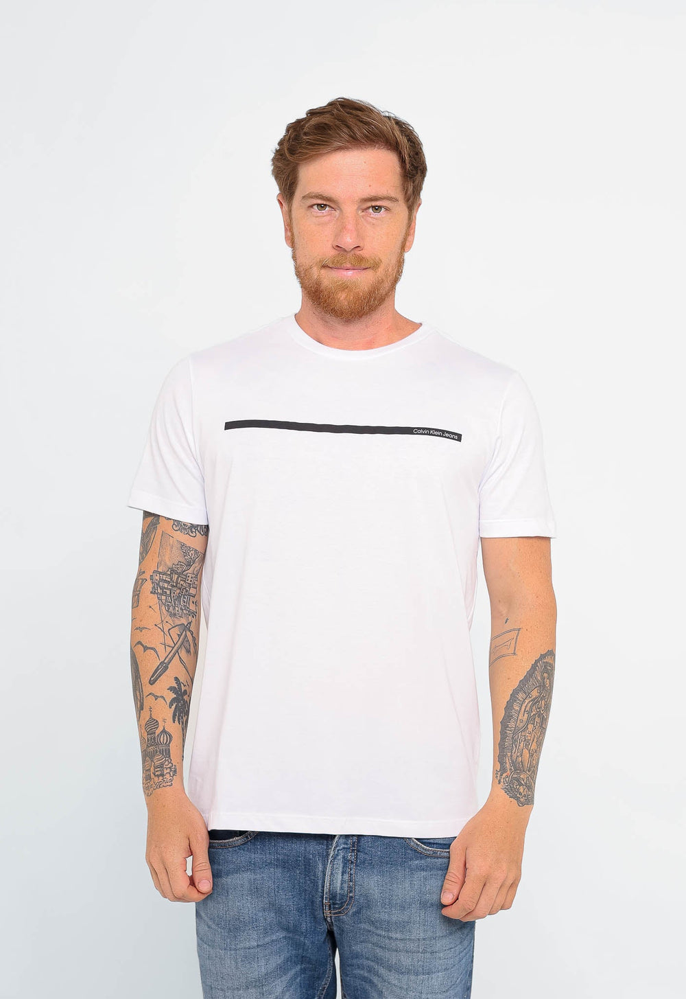 Camiseta Calvin Klein Jeans com Faixa no Peito - Sale - Henri Store