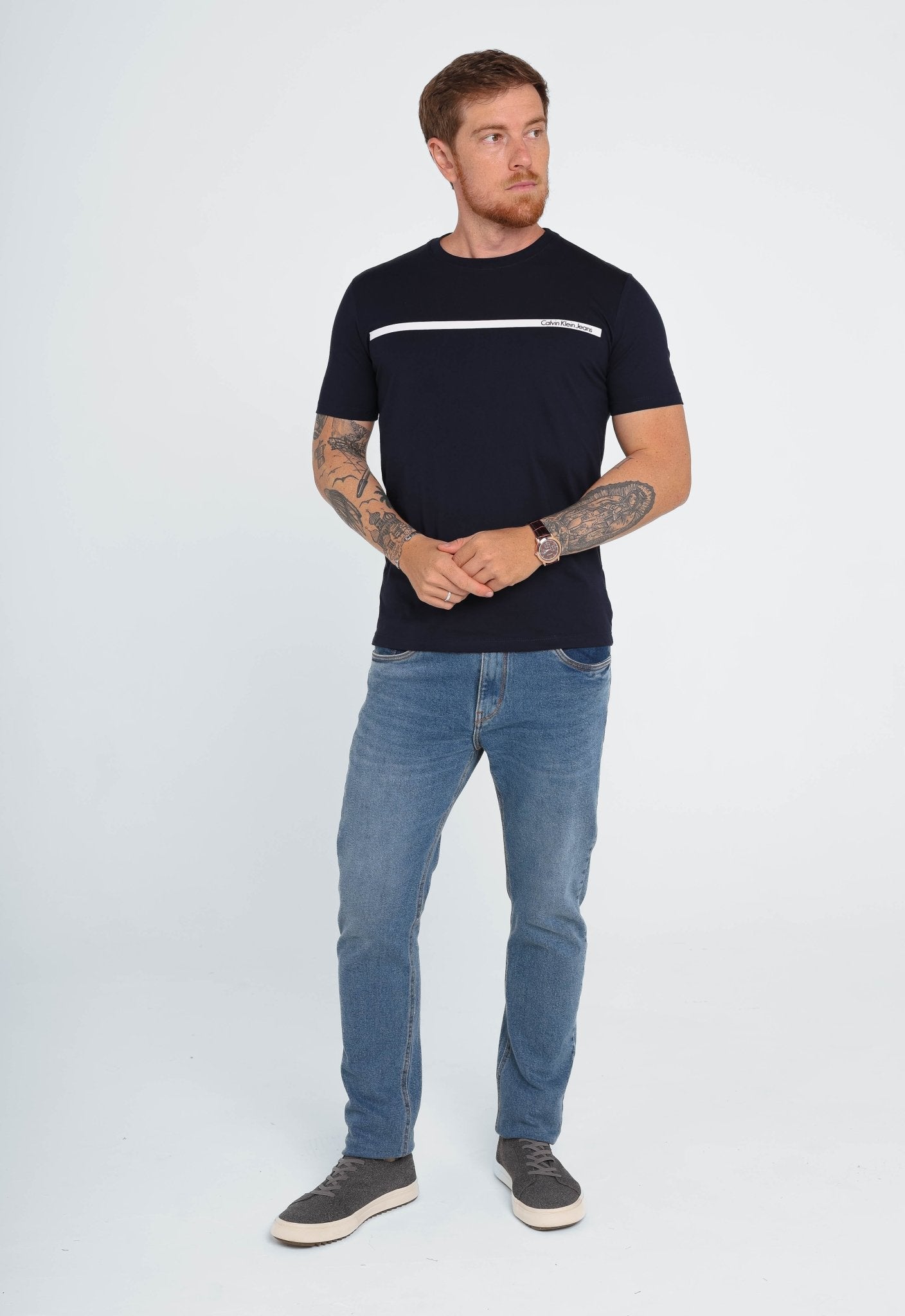 Camiseta Calvin Klein Jeans com Faixa no Peito - Sale - Henri Store
