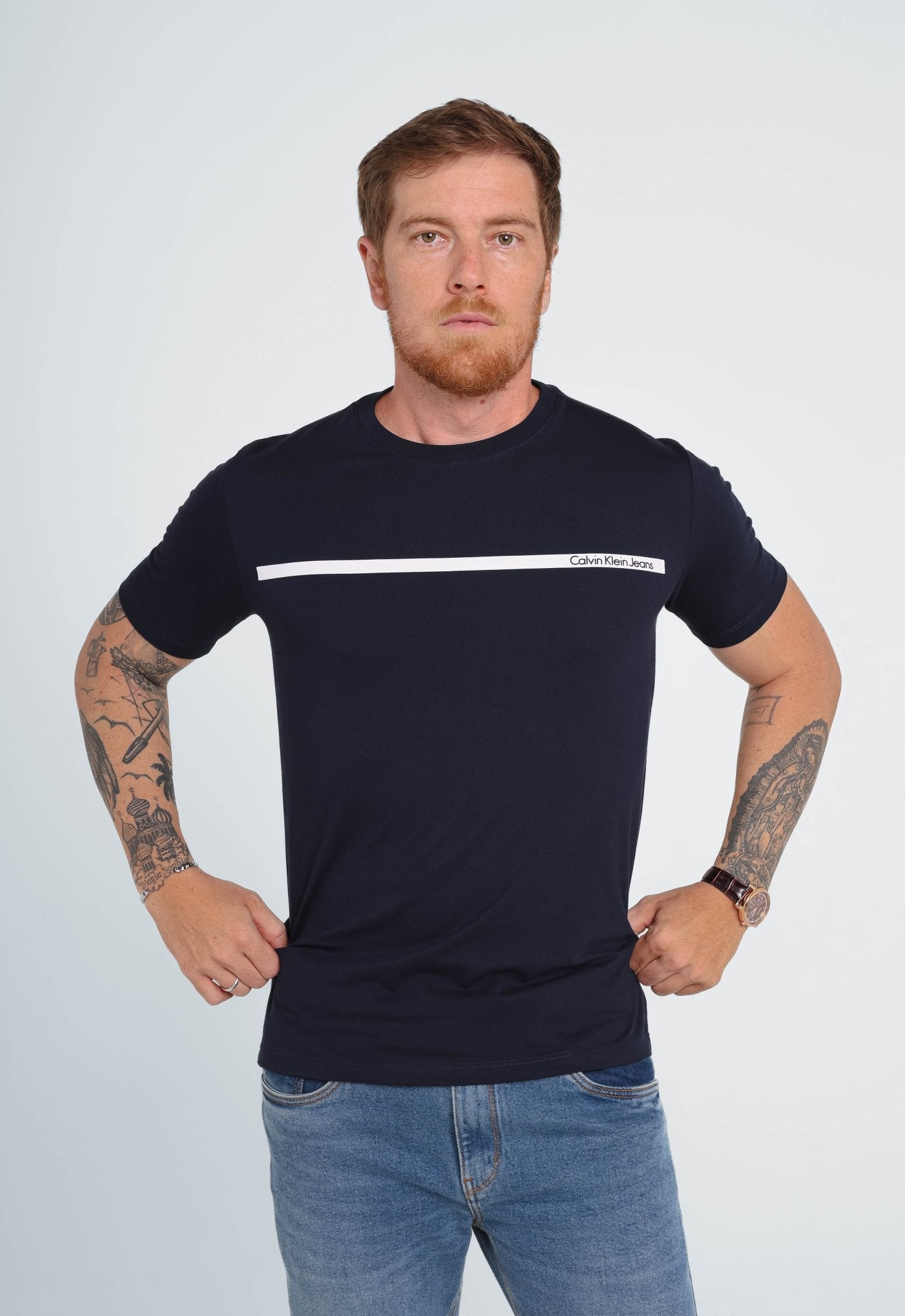 Camiseta Calvin Klein Jeans com Faixa no Peito - Sale - Henri Store