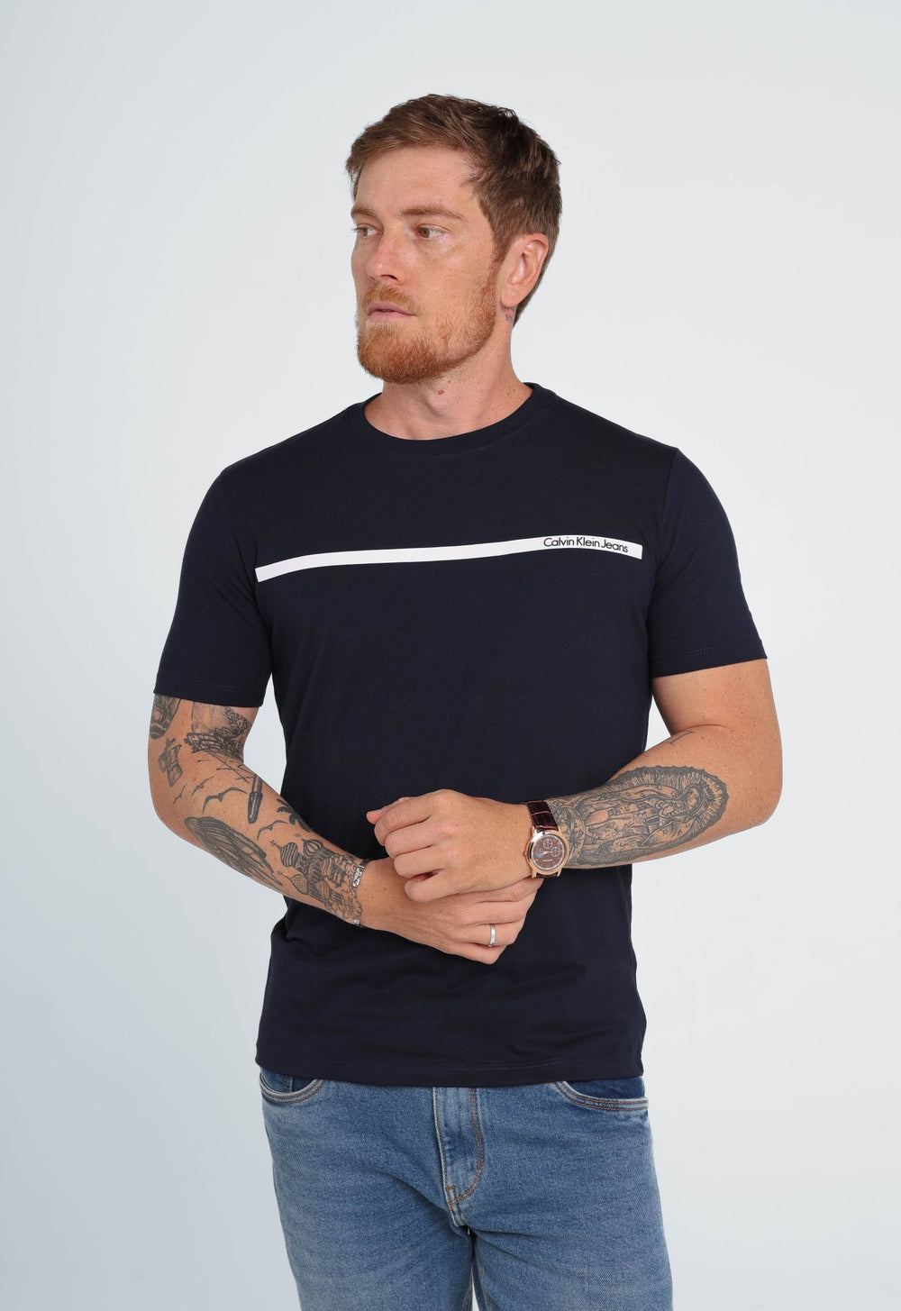 Camiseta Calvin Klein Jeans com Faixa no Peito - Sale - Henri Store