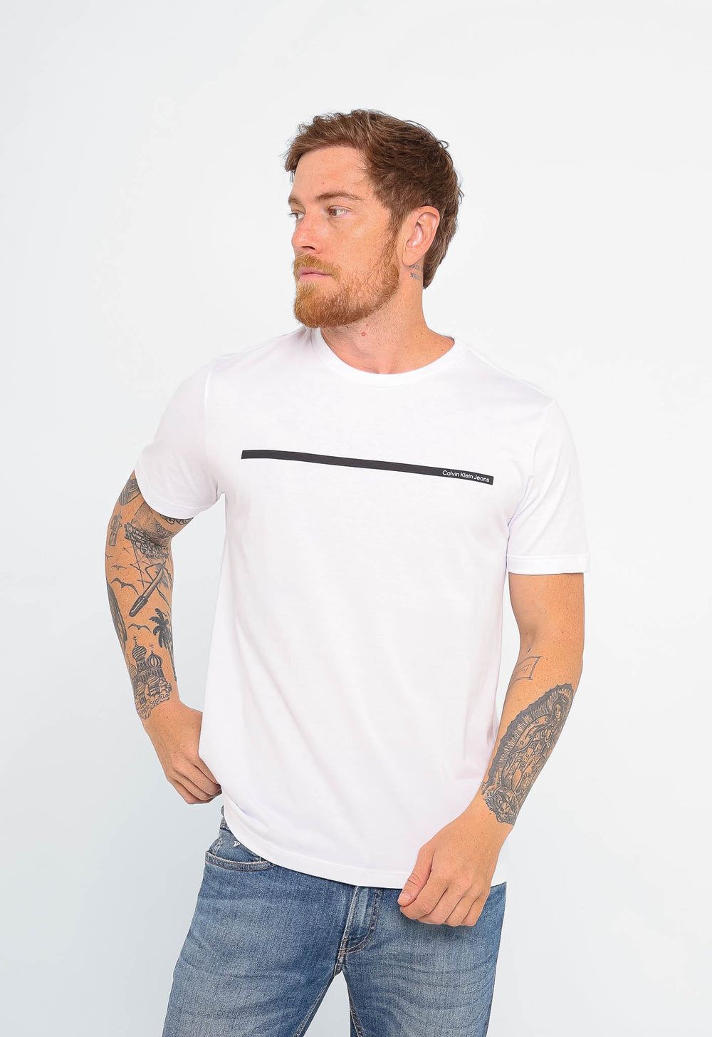 Camiseta Calvin Klein Jeans com Faixa no Peito - Sale - Henri Store