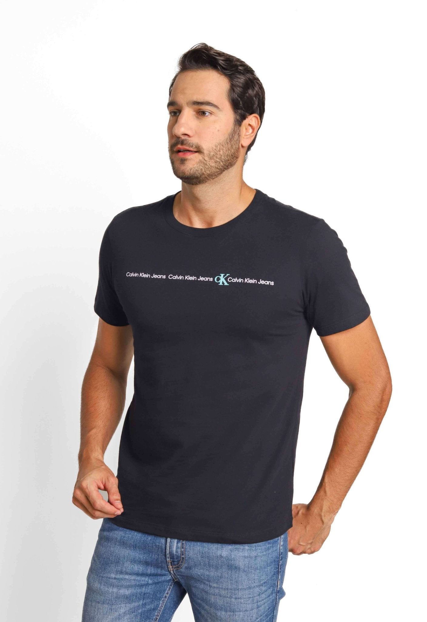 Camiseta Calvin Klein Jeans Logo Central- Sale - Henri Store