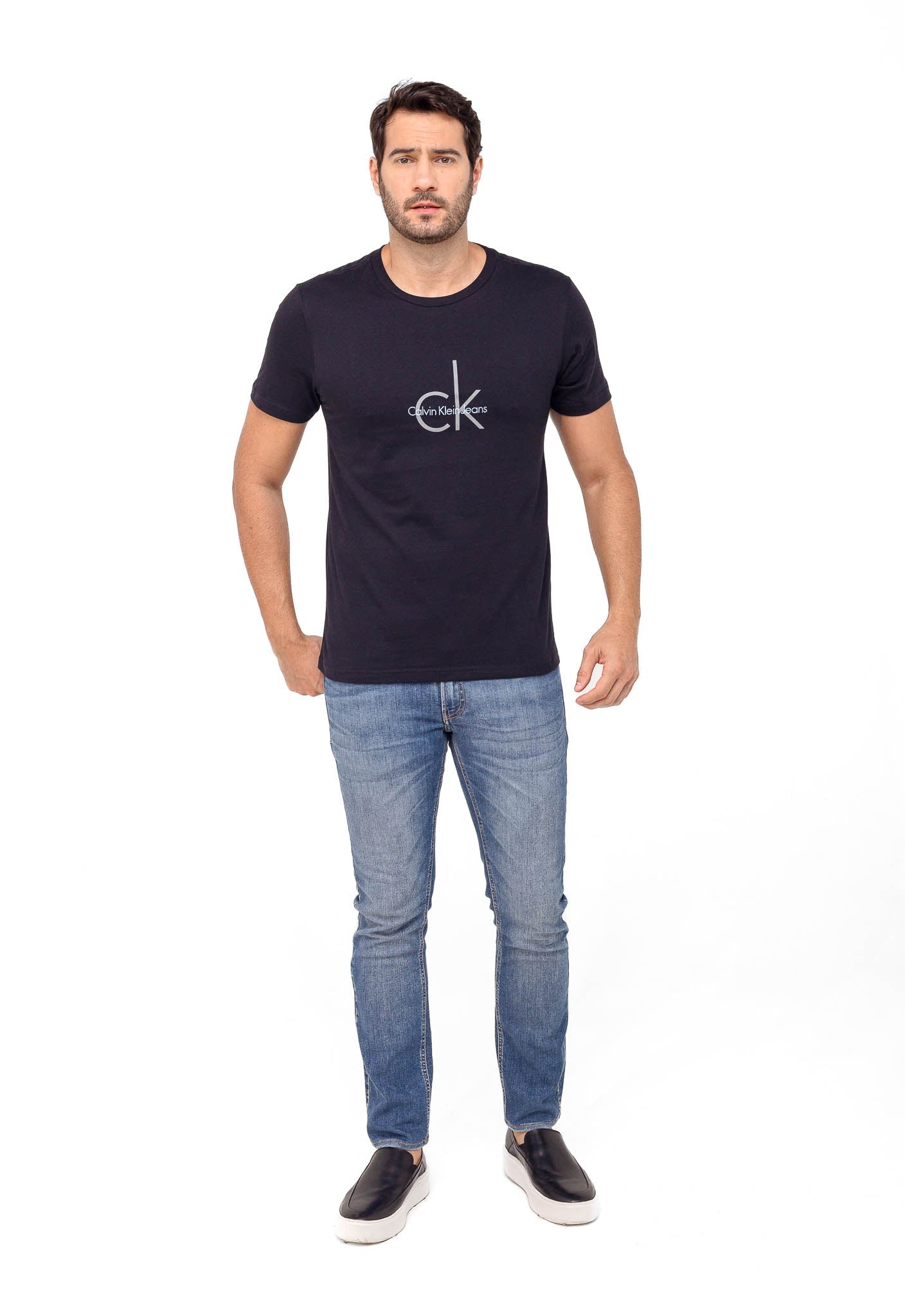 Camiseta Calvin Klein Jeans Logo Central - Sale - Henri Store