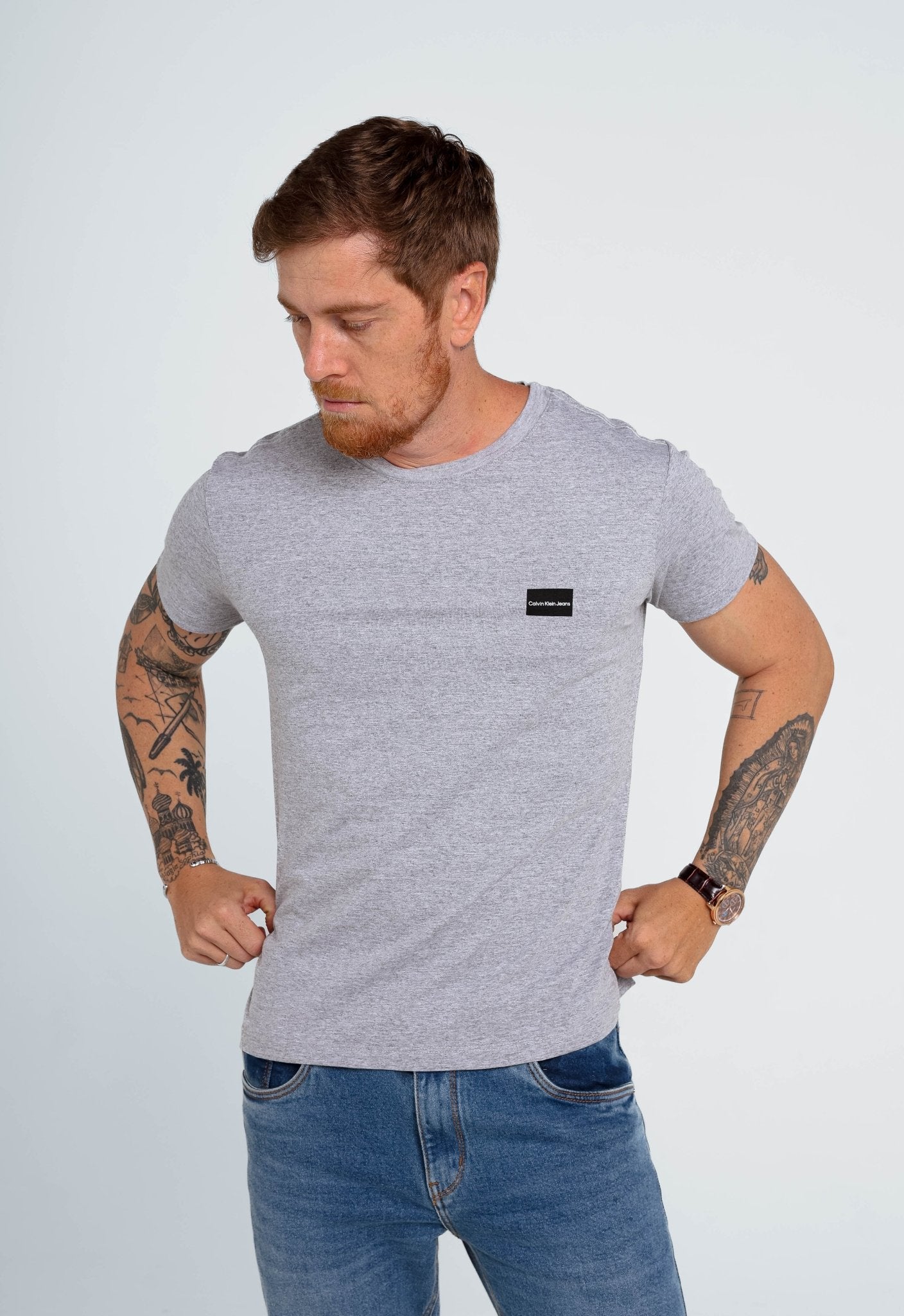 Camiseta Calvin Klein Jeans Logo Peito Quadrada - Sale - Henri Store