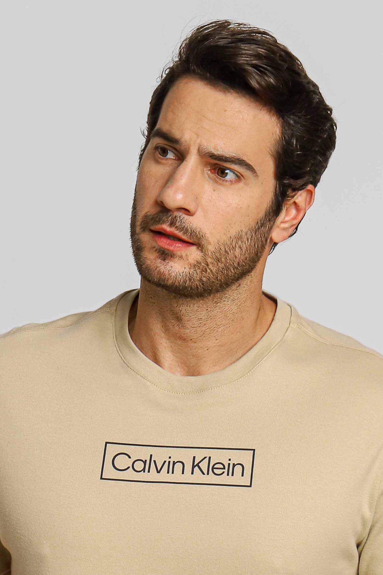 Camiseta Calvin Klein Logo Central Cáqui - Henri Store