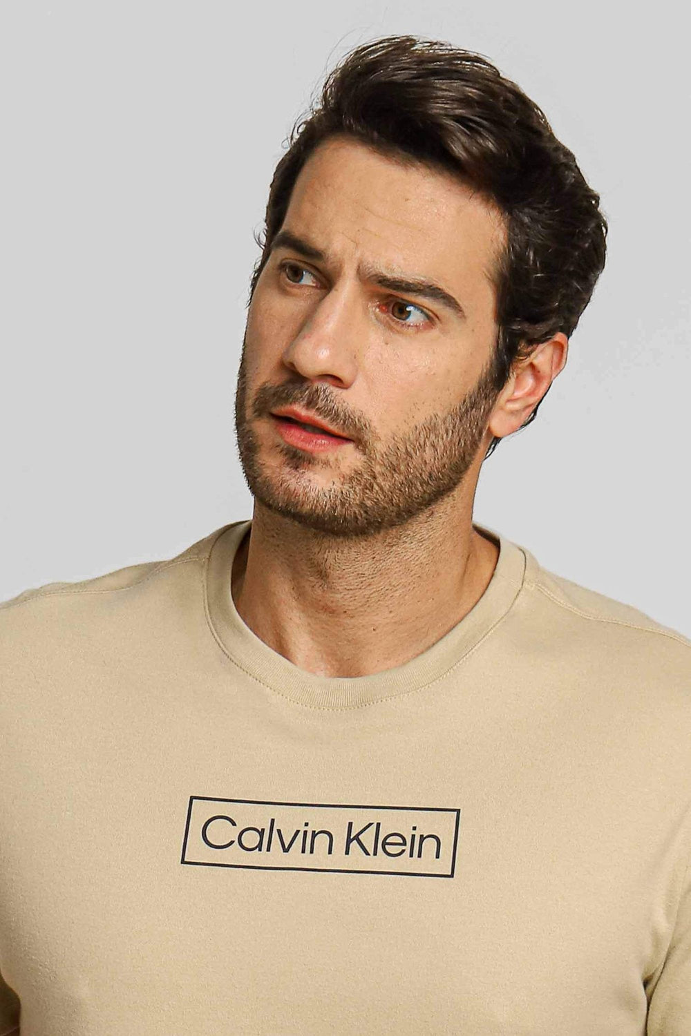 Camiseta Calvin Klein Logo Central Cáqui - Henri Store