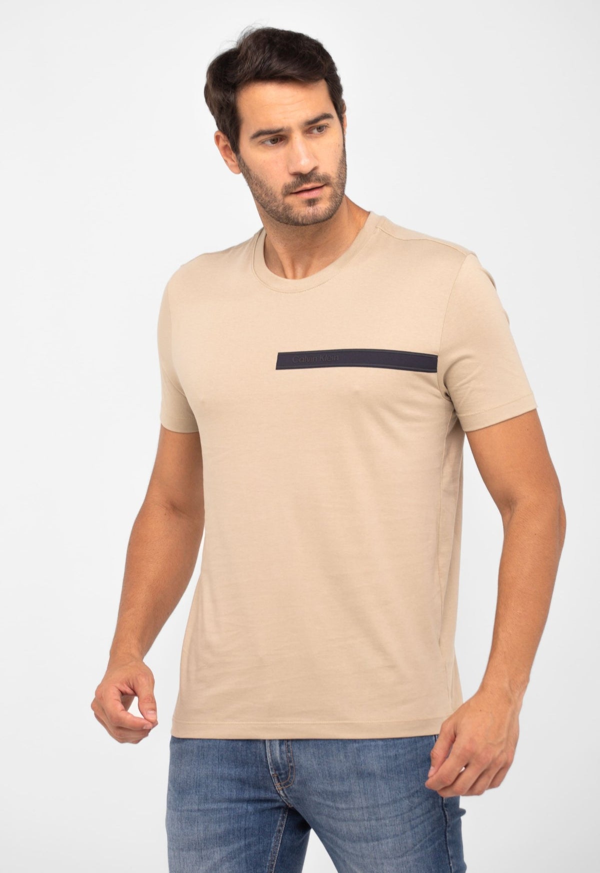 Camiseta Calvin Klein Logo Listras Embossed - Henri Store