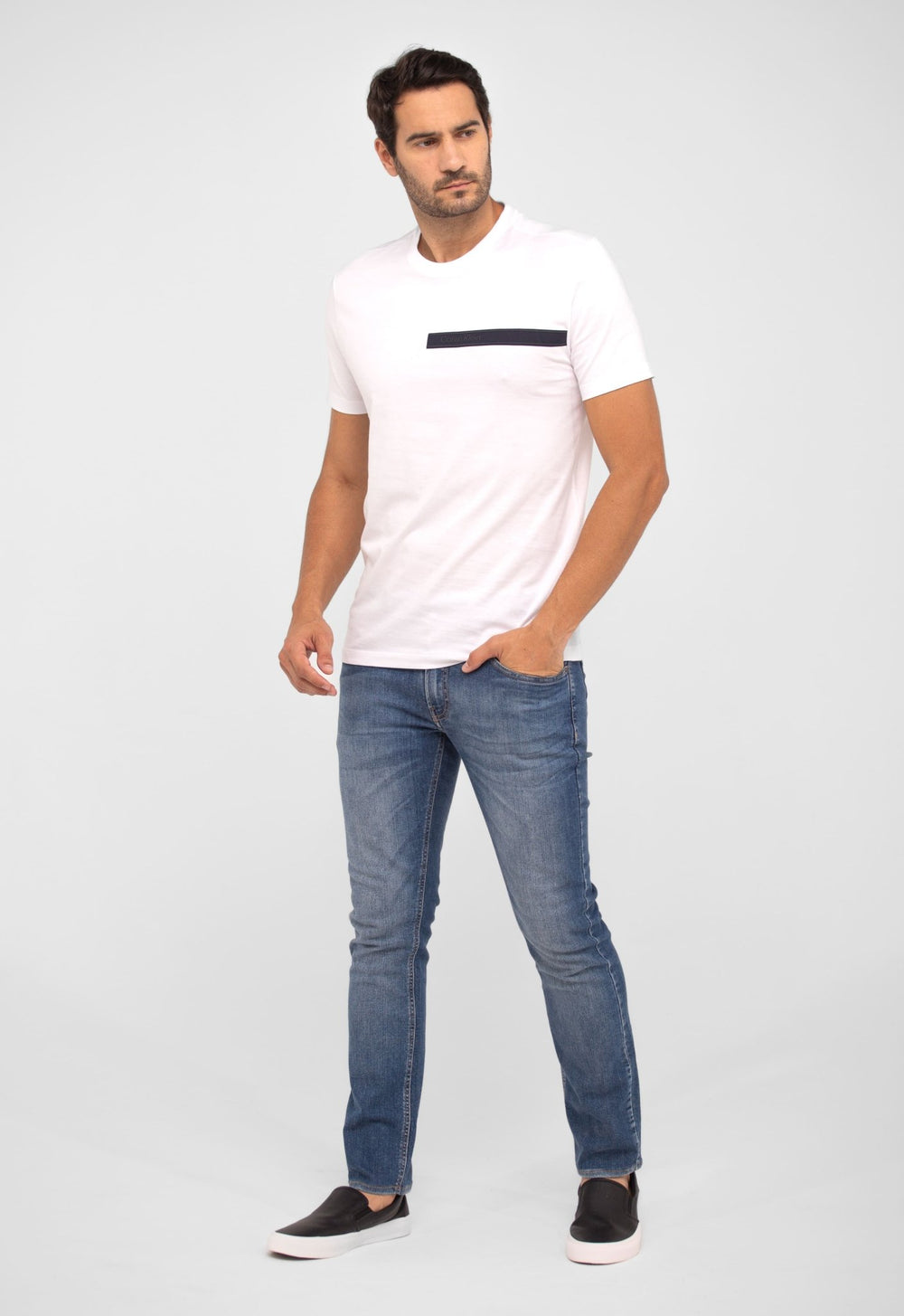 Camiseta Calvin Klein Logo Listras Embossed - Henri Store