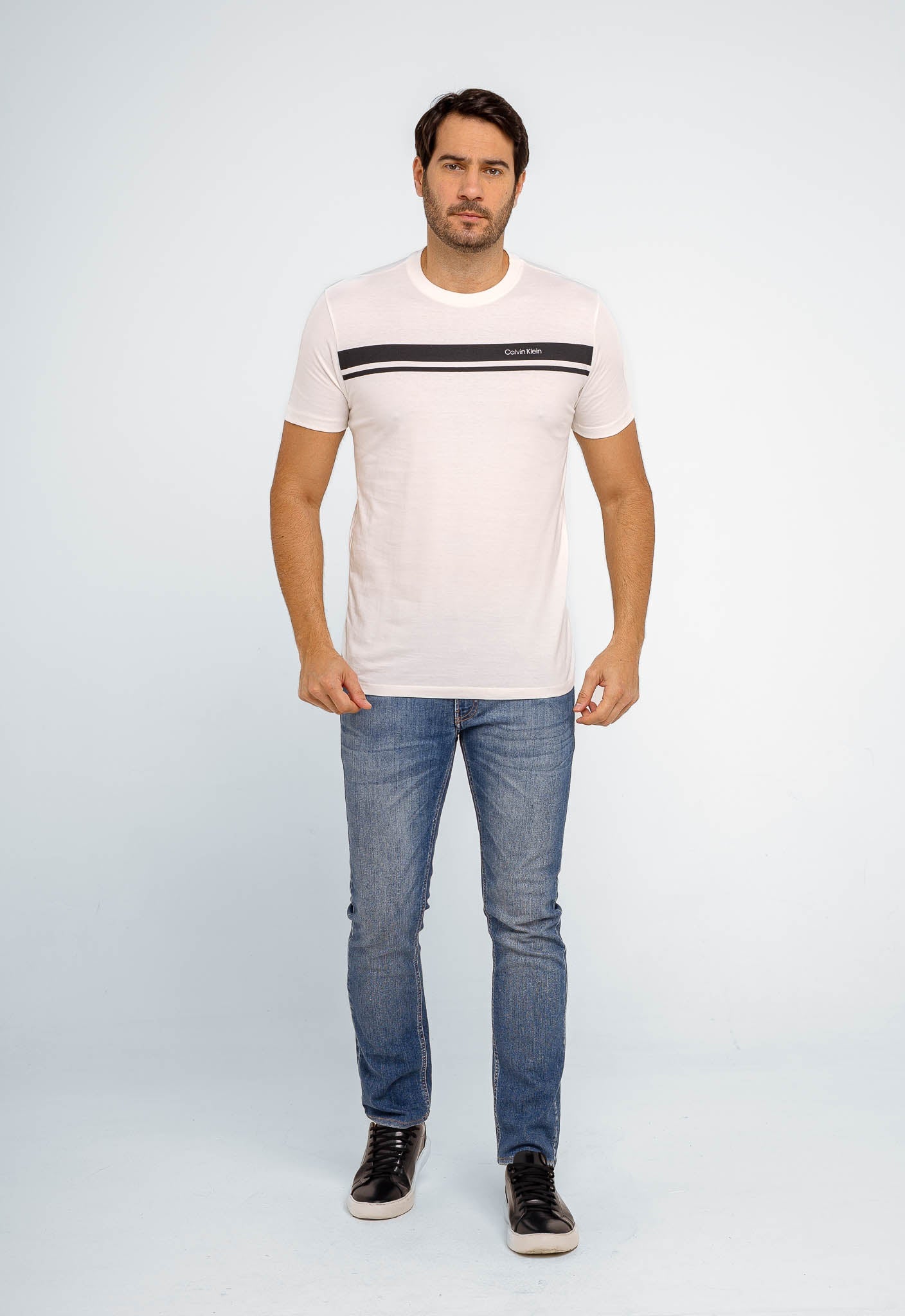 Camiseta Calvin Klein Logo Listras - Live - Henri Store