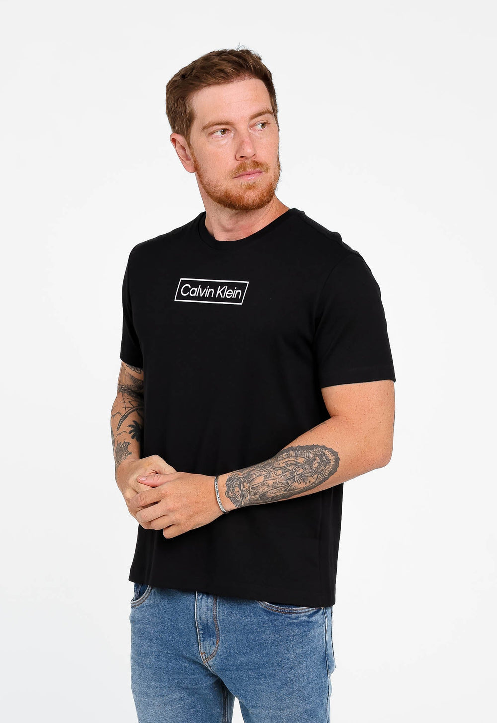 Camiseta Calvin Klein Logo Retângulo Preto - Henri Store