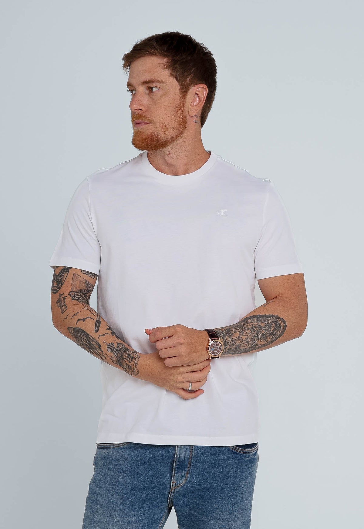 Camiseta Calvin Klein Manga Curta Branco Basica - Henri Store