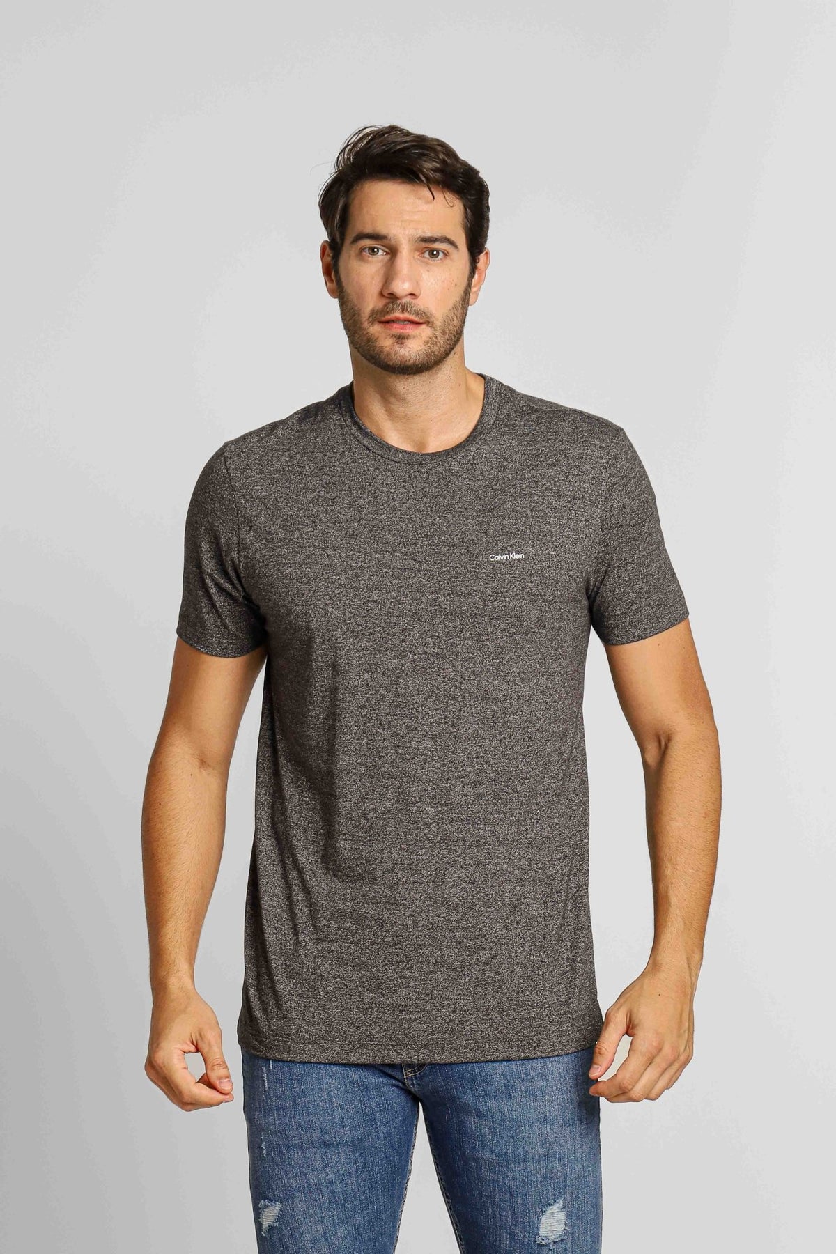 Camiseta Calvin Klein Mc Slim Basica Mouline Mescla Escuro - Henri Store