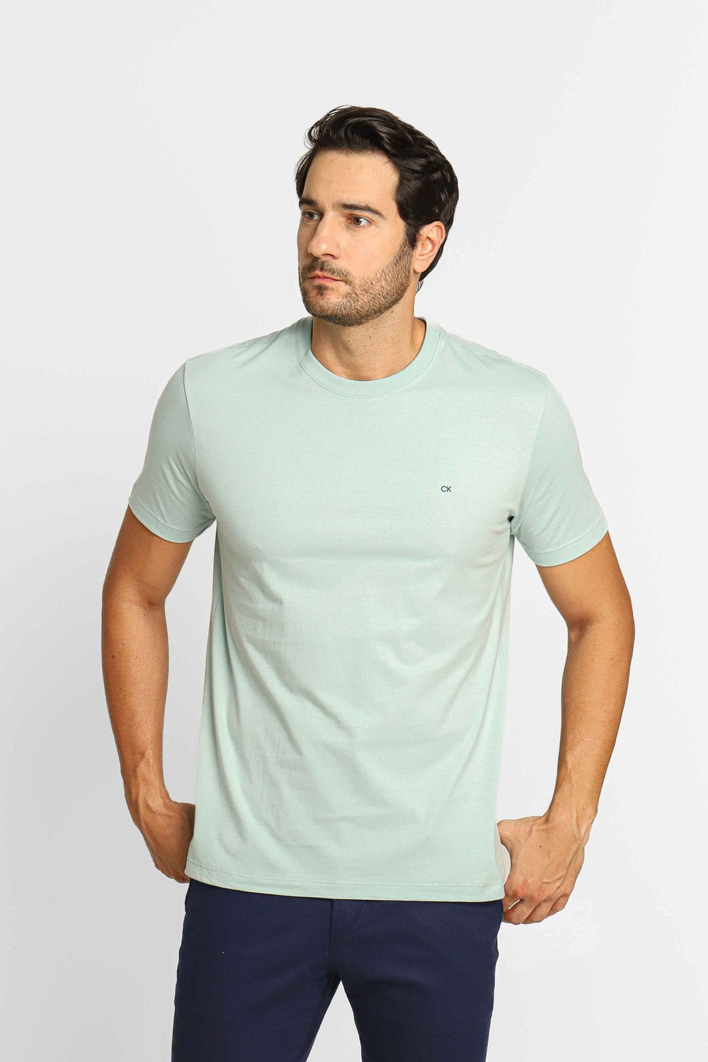 Camiseta Calvin Klein Meia Malha Azul Claro - Henri Store