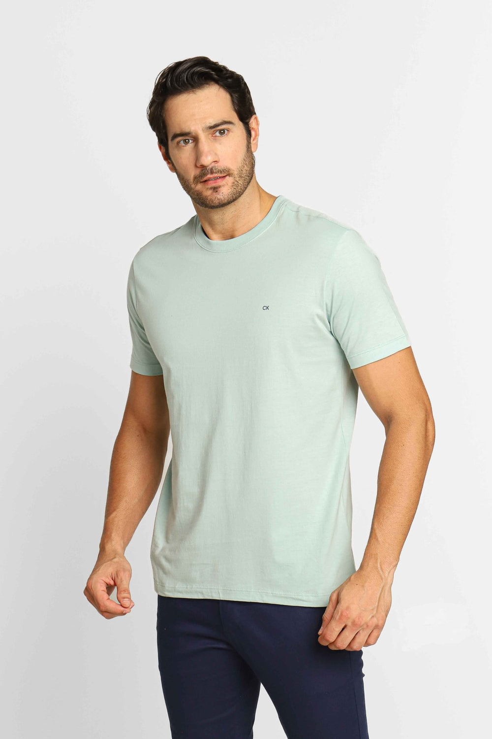 Camiseta Calvin Klein Meia Malha Azul Claro - Henri Store
