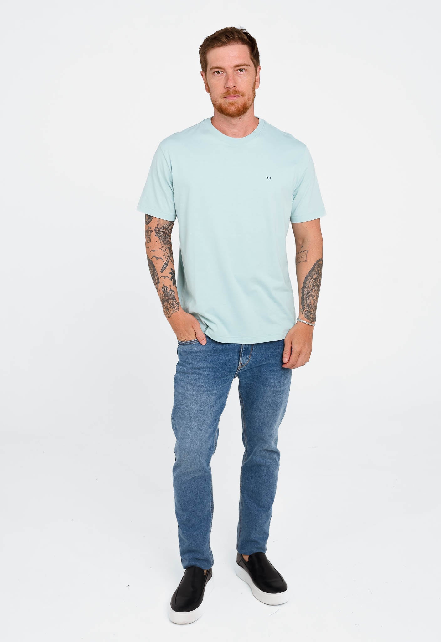Camiseta Calvin Klein Meia Malha Verde Claro - Henri Store