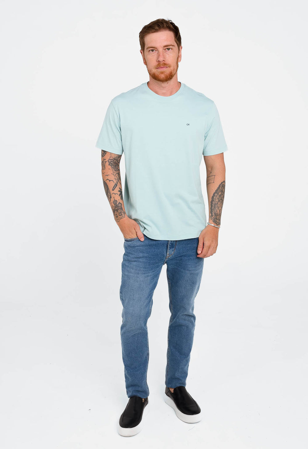 Camiseta Calvin Klein Meia Malha Verde Claro - Henri Store