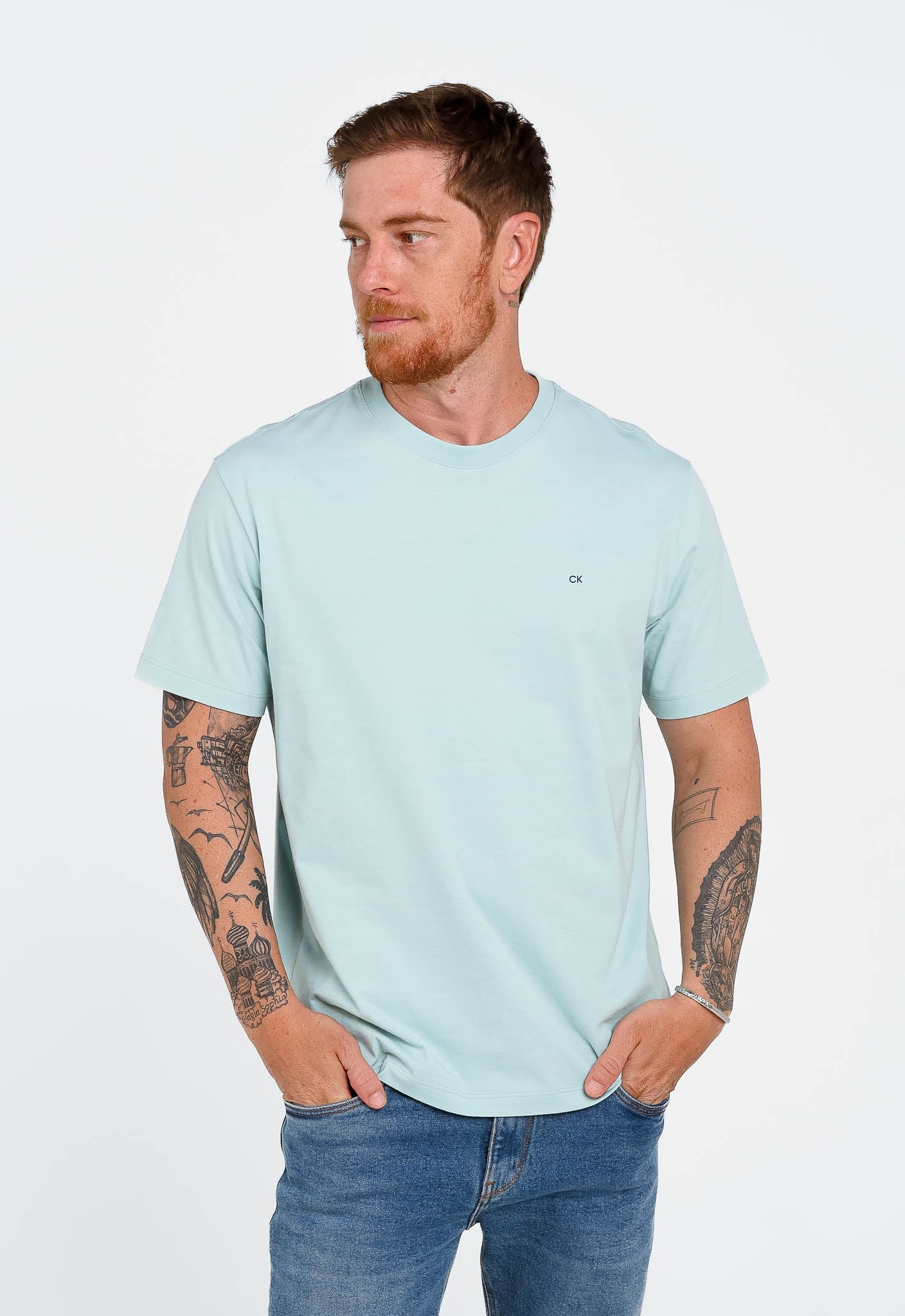 Camiseta Calvin Klein Meia Malha Verde Claro - Henri Store