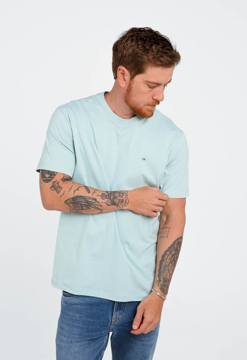 Camiseta Calvin Klein Meia Malha Verde Claro - Henri Store