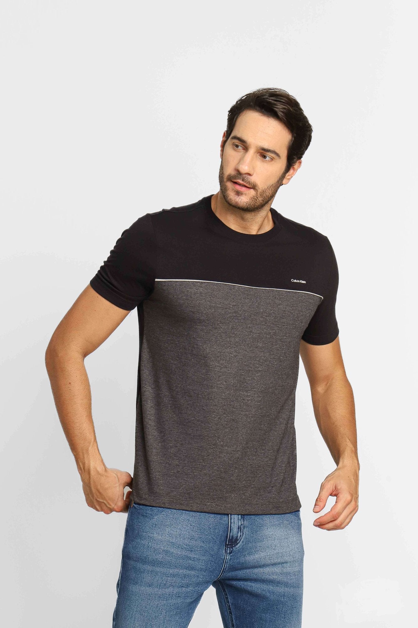 Camiseta Calvin Klein Recorte Mescla C/ Preto - Henri Store