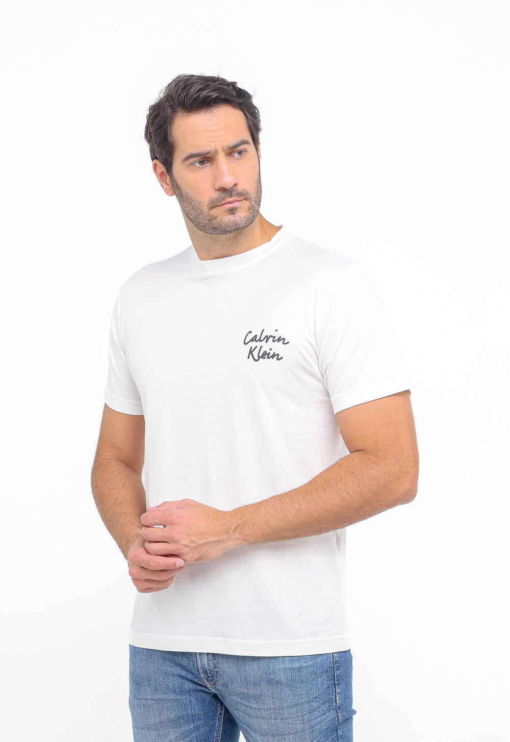 Camiseta Calvin Klein Script Logo Peito - Henri Store