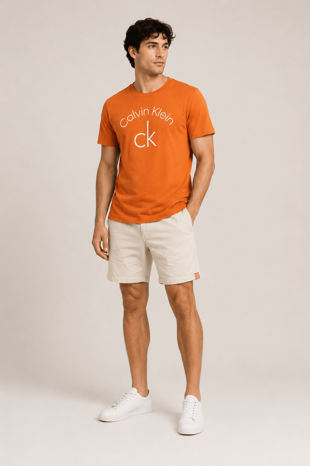 Camiseta Calvin Klein Slim Fit Silk Laranja - LIVE - Henri Store
