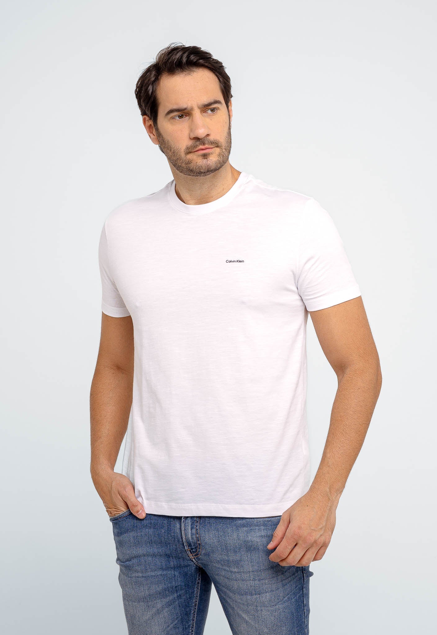 Camiseta Calvin Klein Slim Flame Branco - Henri Store