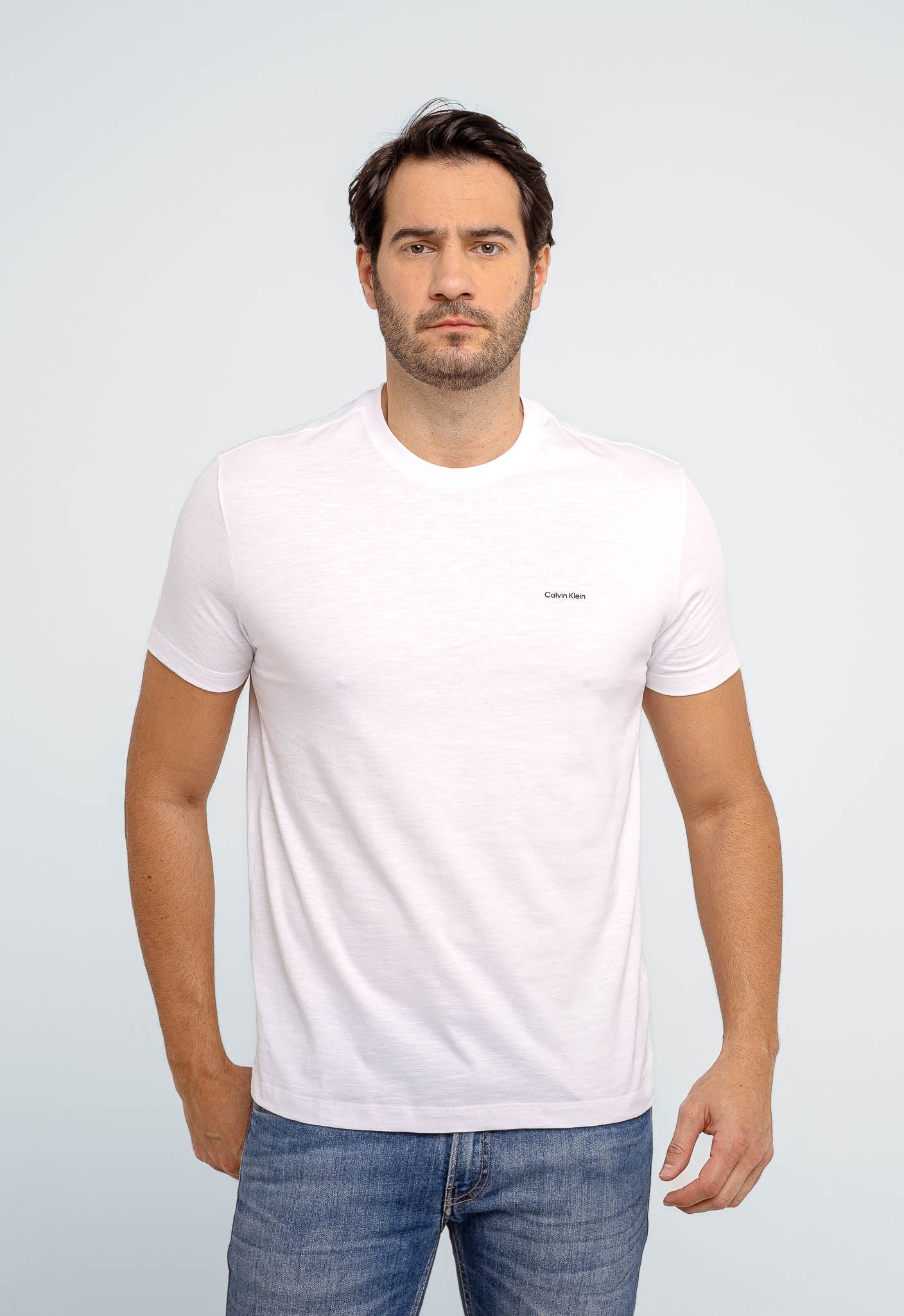 Camiseta Calvin Klein Slim Flame Branco - Henri Store