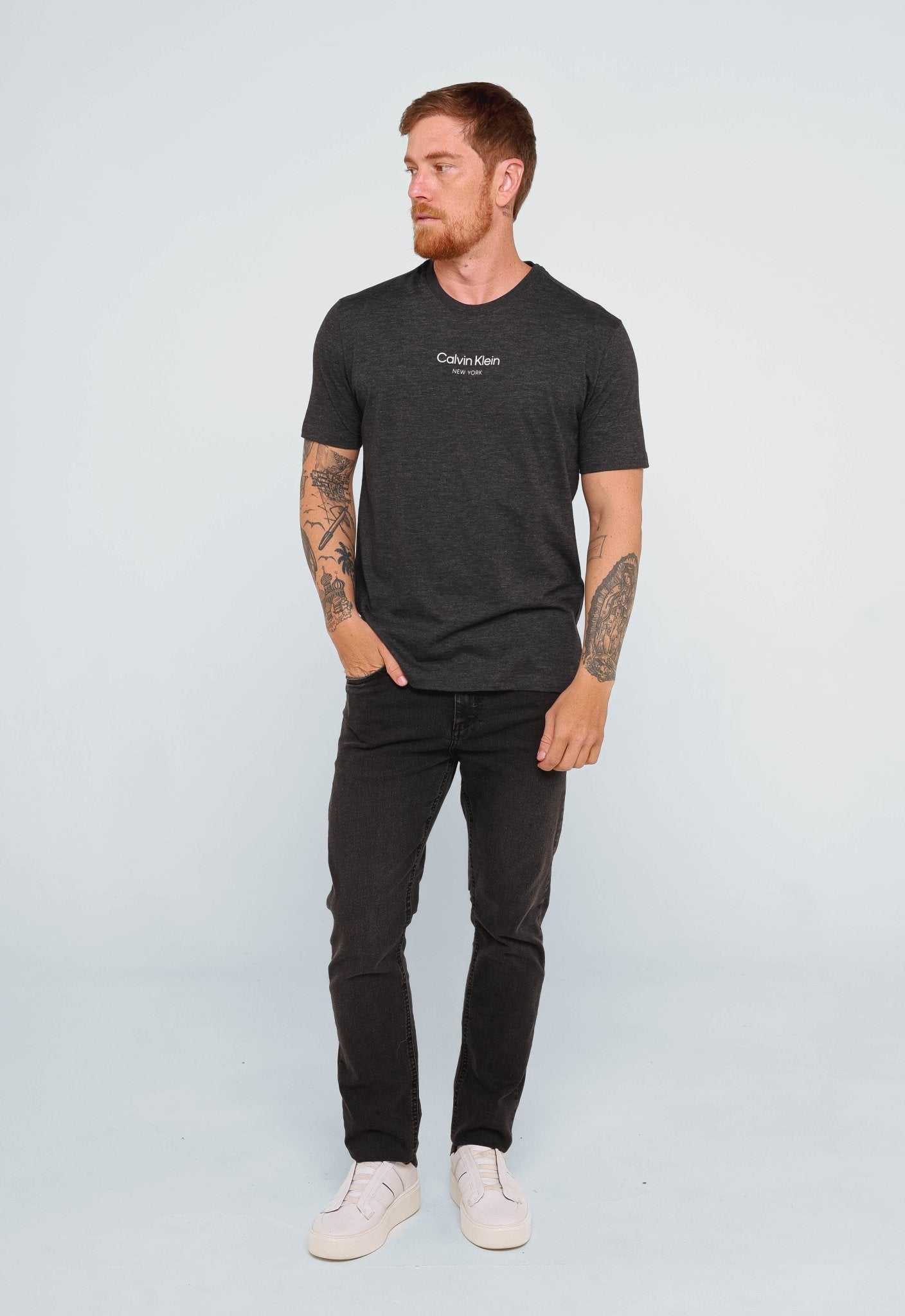 Camiseta Calvin Klein Slim New York Flamê Mescla - Henri Store