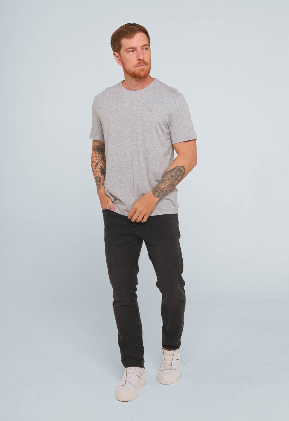 Camiseta Calvin Klein Smooth Cotton Cinza - Henri Store