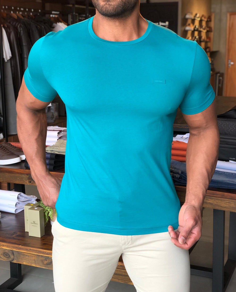 Camiseta Calvin Klein Smooth Cotton Logo Peito - Henri Store