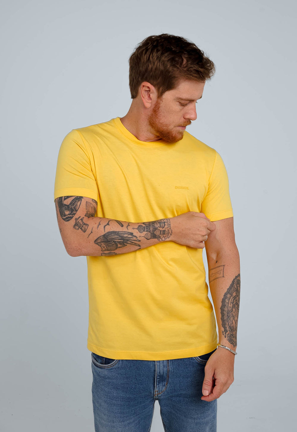 Camiseta Diesel Slim Logo Peito Amarelo - Sale - Henri Store