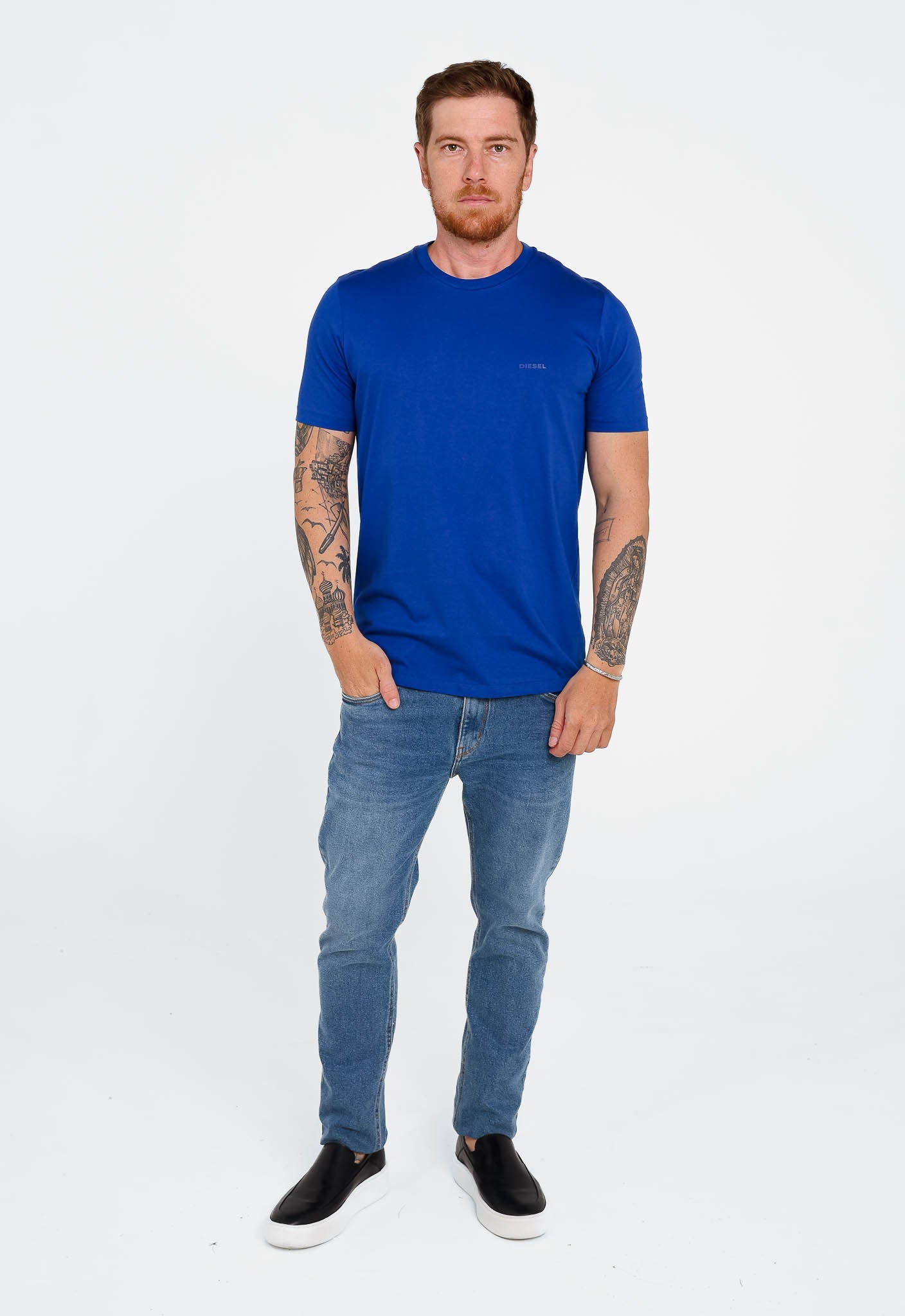 Camiseta Diesel Slim Logo Peito Azul - Sale - Henri Store