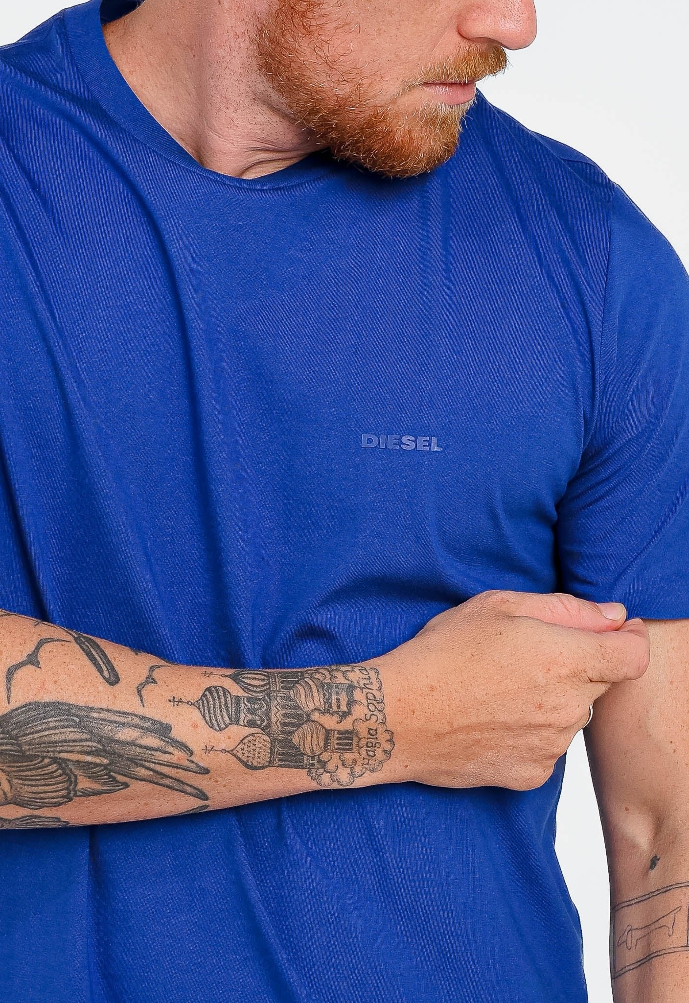 Camiseta Diesel Slim Logo Peito Azul - Sale - Henri Store