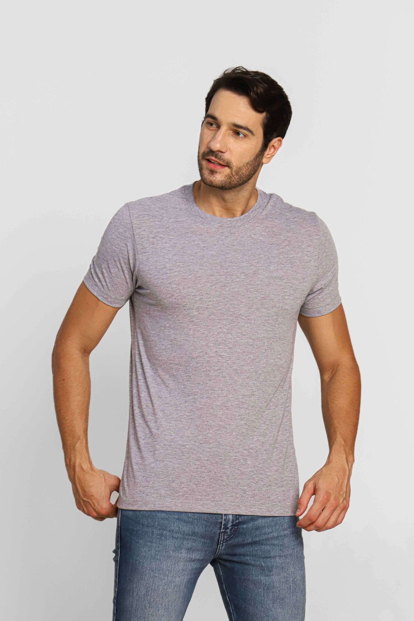 Camiseta Diesel Slim Logo Peito Cinza - Sale - Henri Store