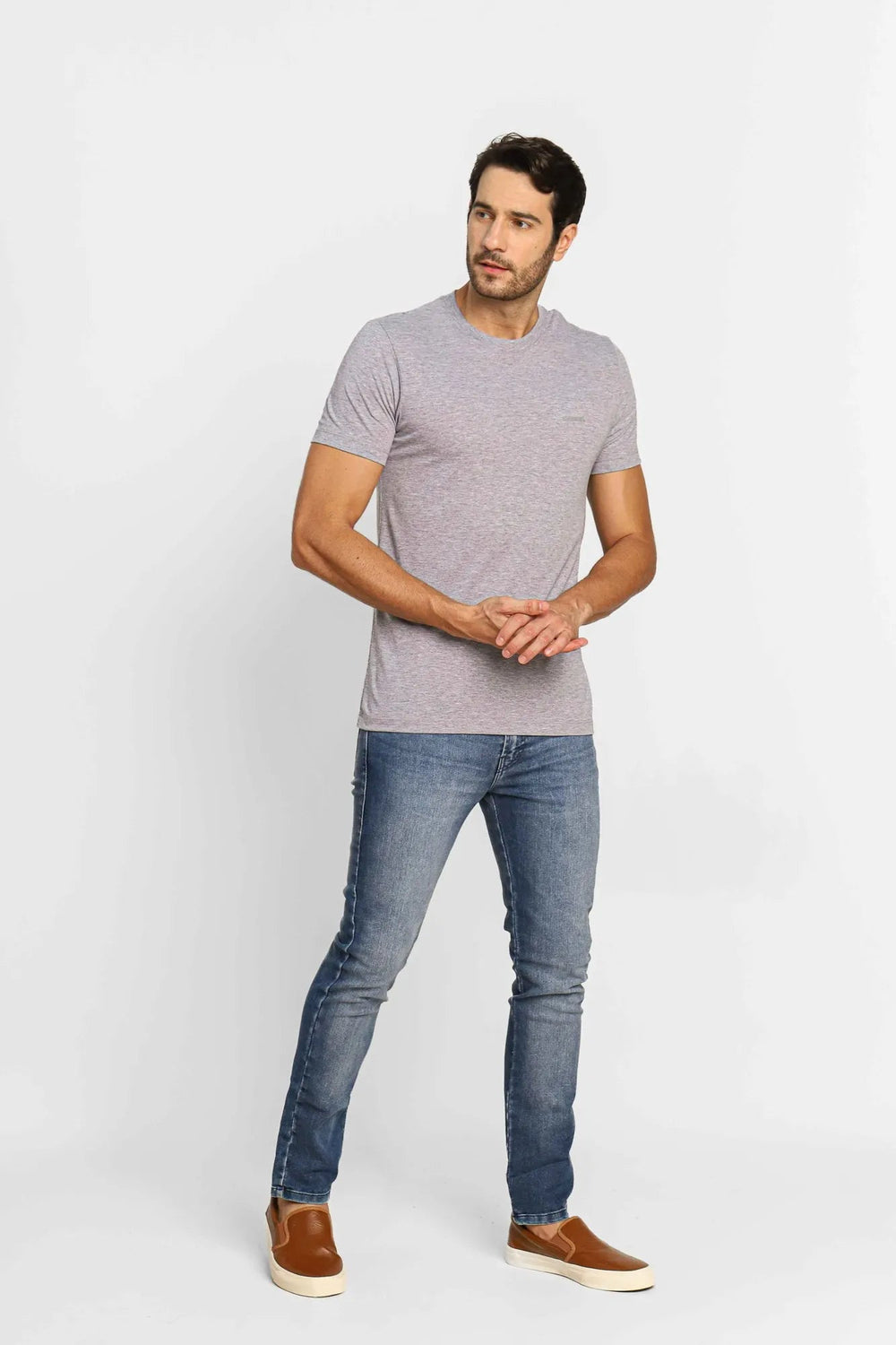 Camiseta Diesel Slim Logo Peito Cinza - Sale - Henri Store