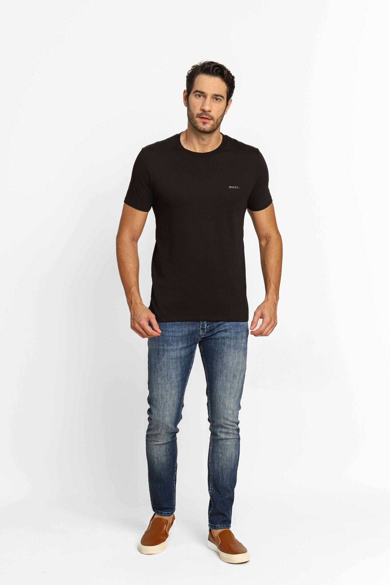 Camiseta Diesel Slim Logo Peito Preto - Sale - Henri Store