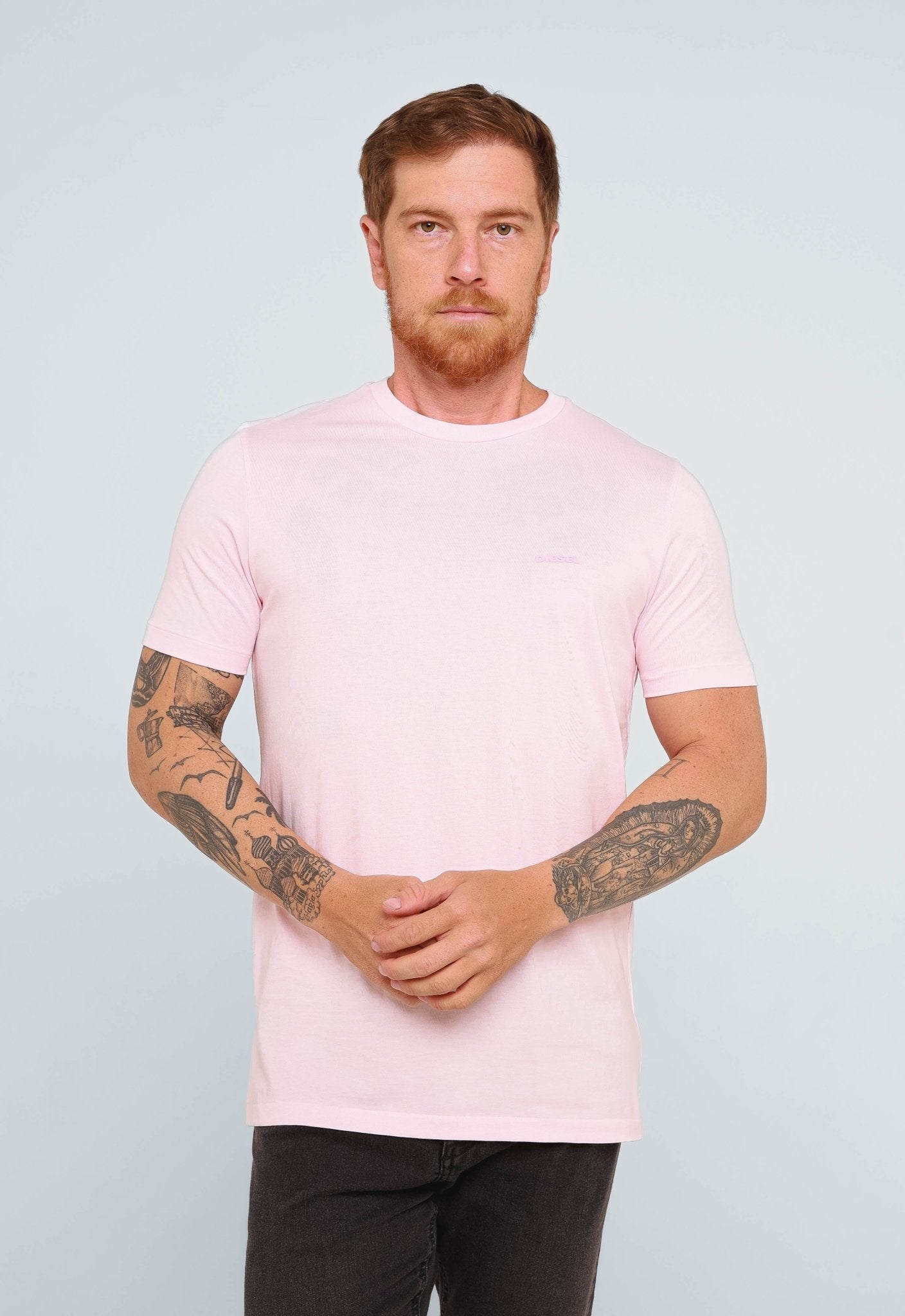 Camiseta Diesel Slim Logo Peito Rosa- Sale - Henri Store