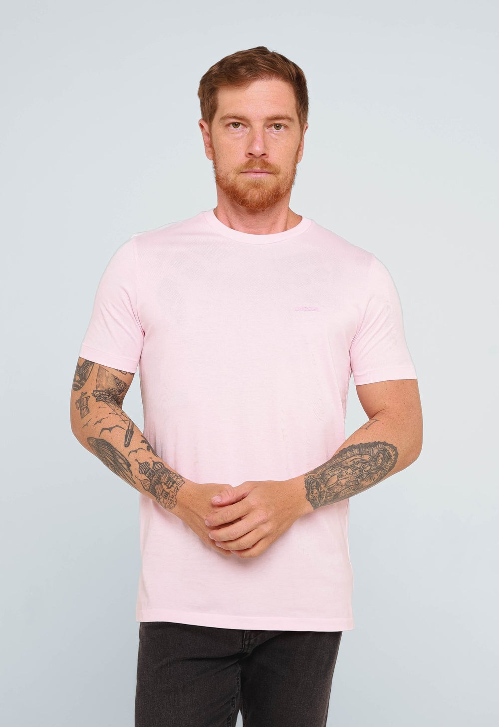 Camiseta Diesel Slim Logo Peito Rosa- Sale - Henri Store