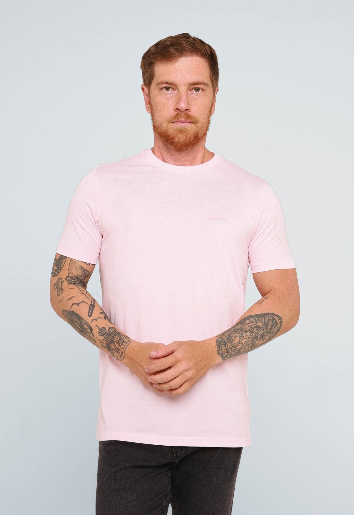 Camiseta Diesel Slim Logo Peito Rosa- Sale - Henri Store