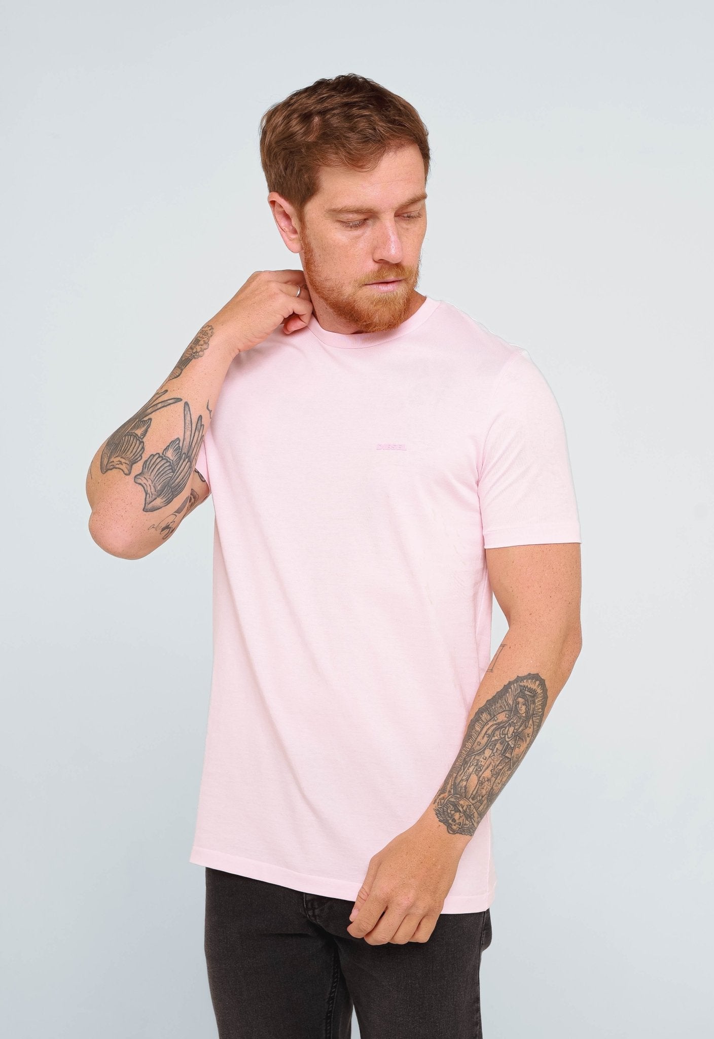 Camiseta Diesel Slim Logo Peito Rosa- Sale - Henri Store