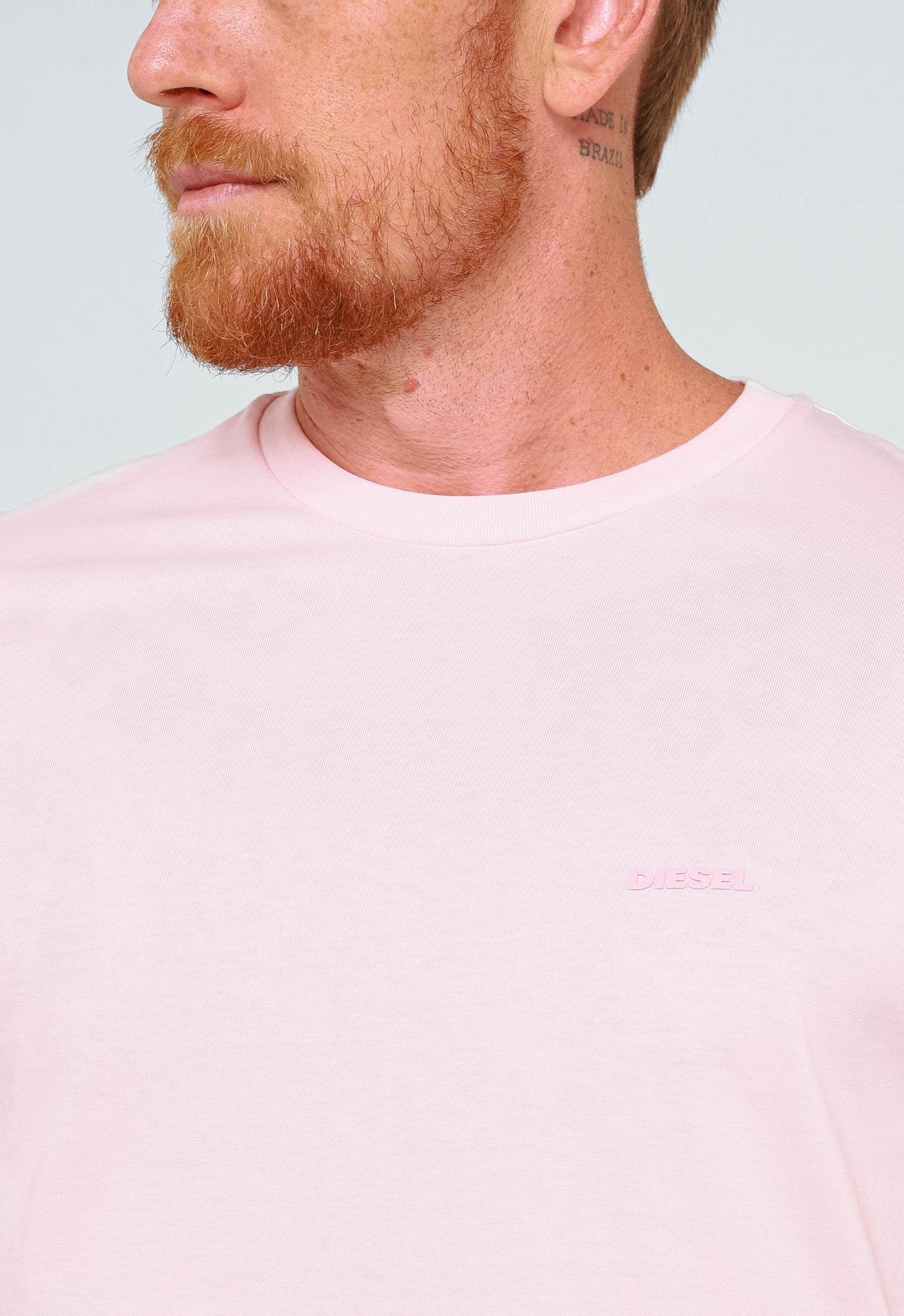 Camiseta Diesel Slim Logo Peito Rosa- Sale - Henri Store